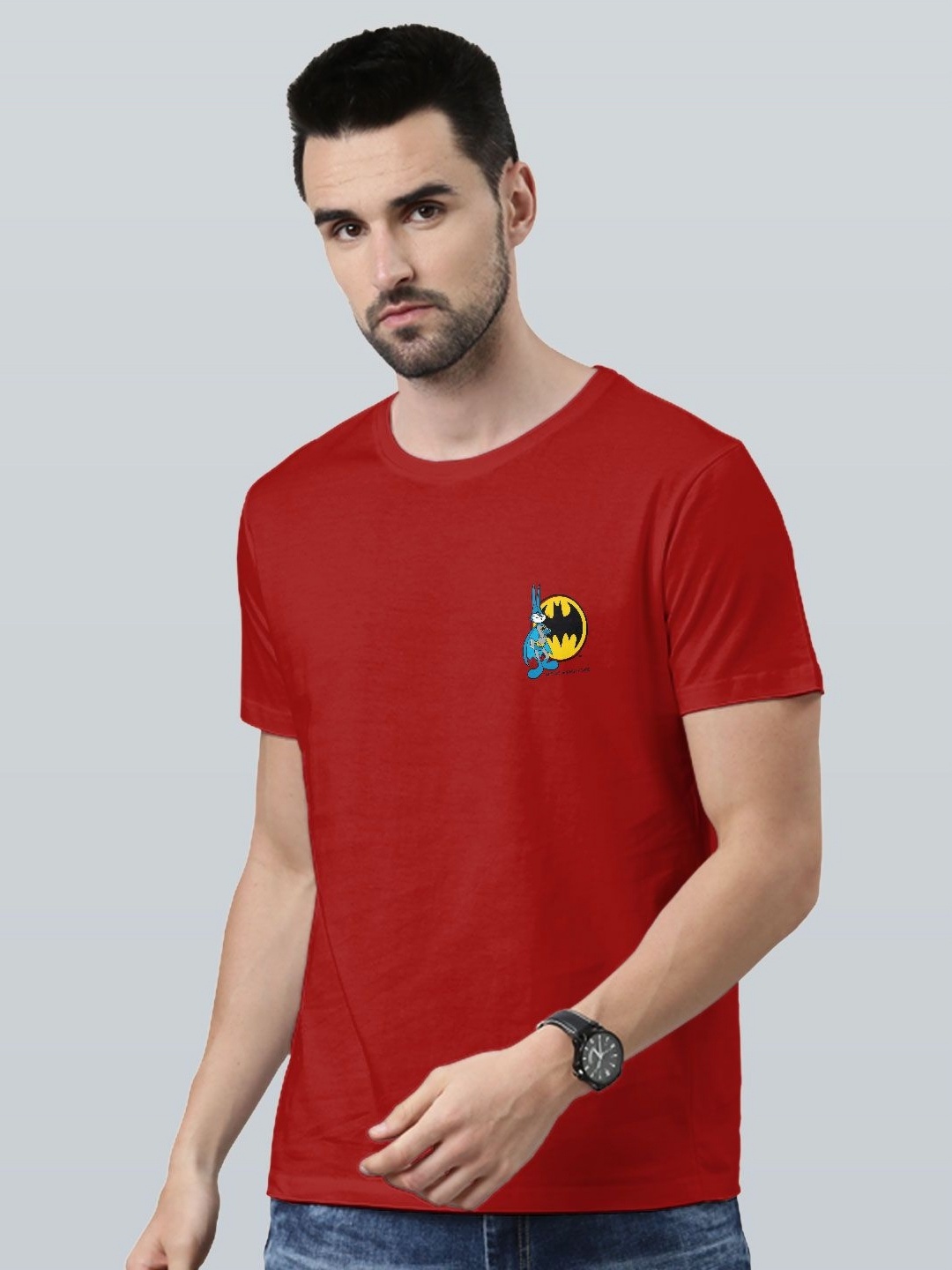 

macmerise Men Typography Printed Hooded T-shirt, Red