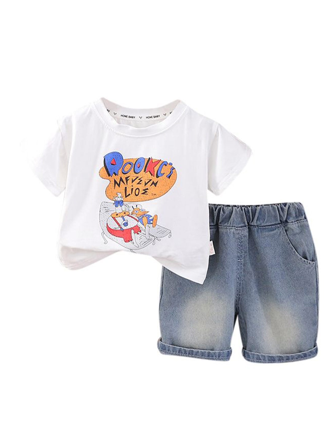 

StyleCast x Revolte Boys Printed Pure Cotton T-shirt with Shorts, White