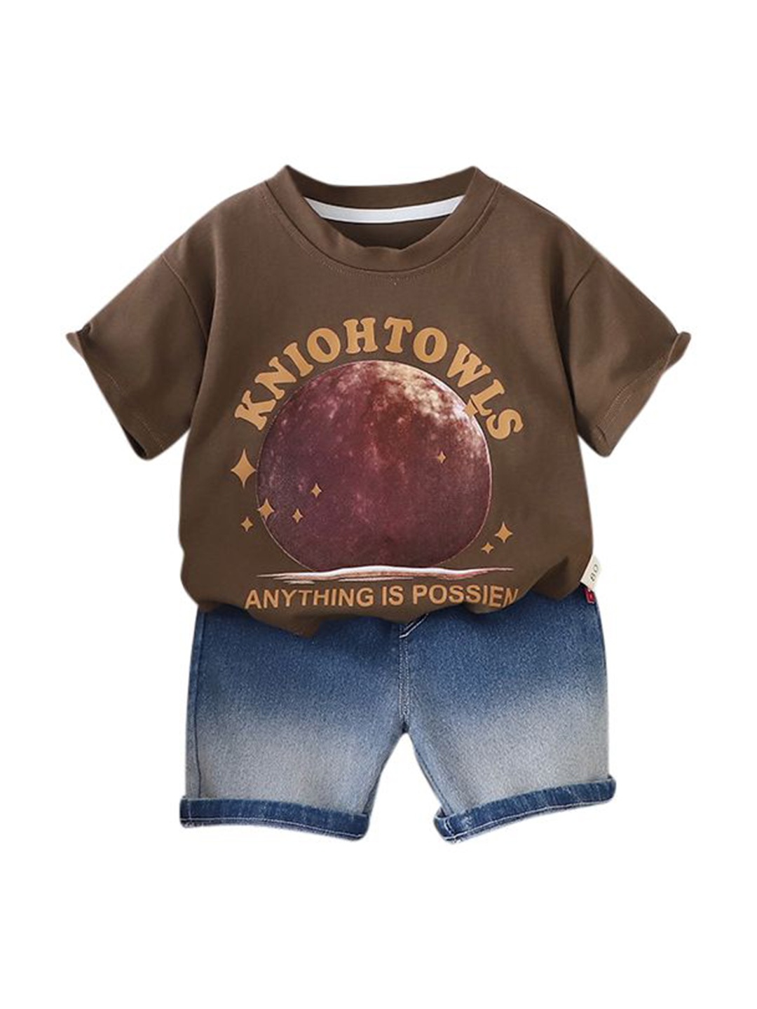 

StyleCast x Revolte Boys Printed T-shirt with Shorts, Brown