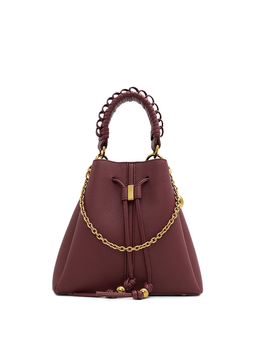 

ALDO Bucket Handheld Bag with Tasselled, Maroon