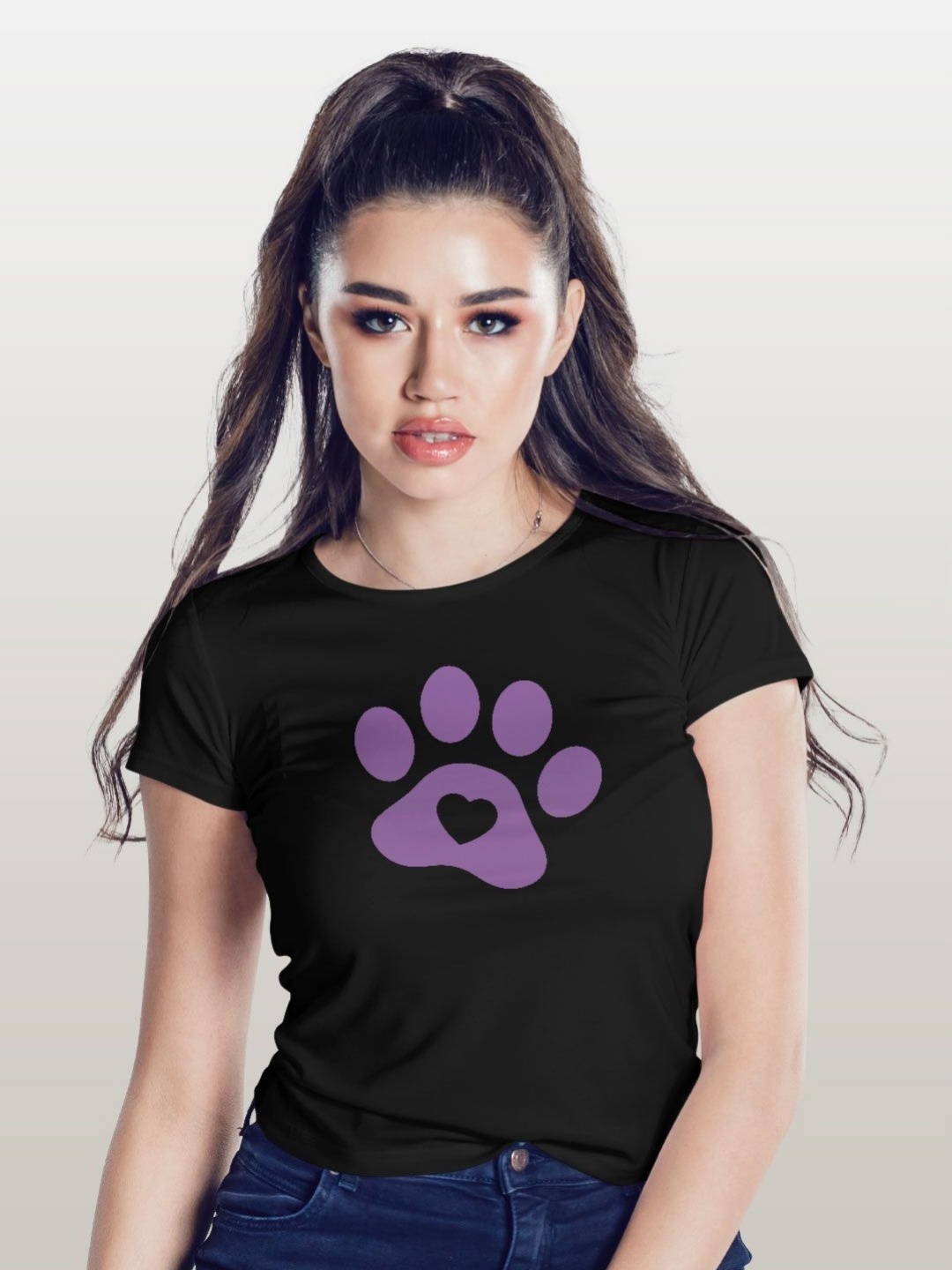 

macmerise Women Printed Applique T-shirt, Black