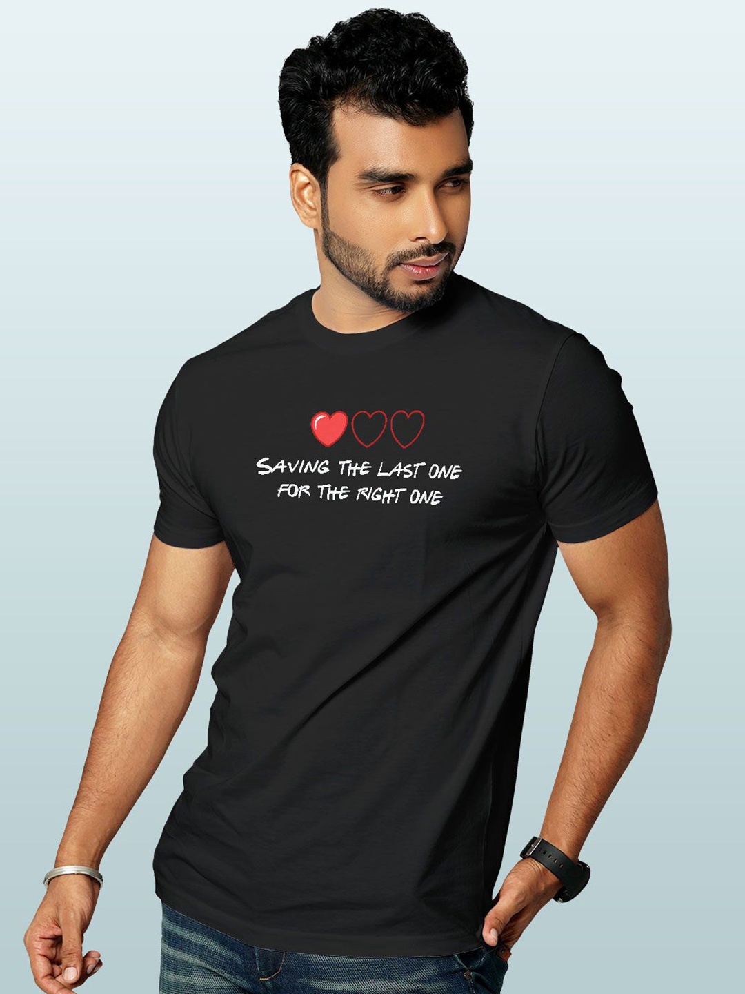

macmerise Men Typography Printed Applique T-shirt, Black