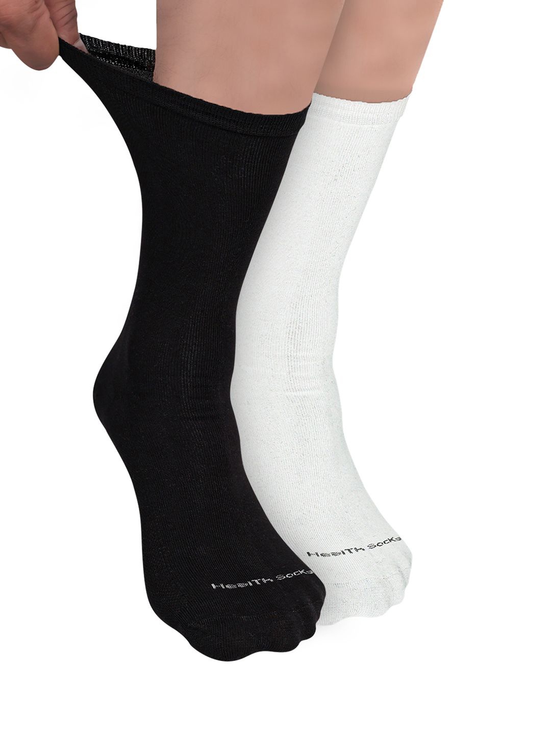 

FOOTPRINT Men 2 Pairs Seamless Organic Cotton Crew-Length Bamboo Socks, Black