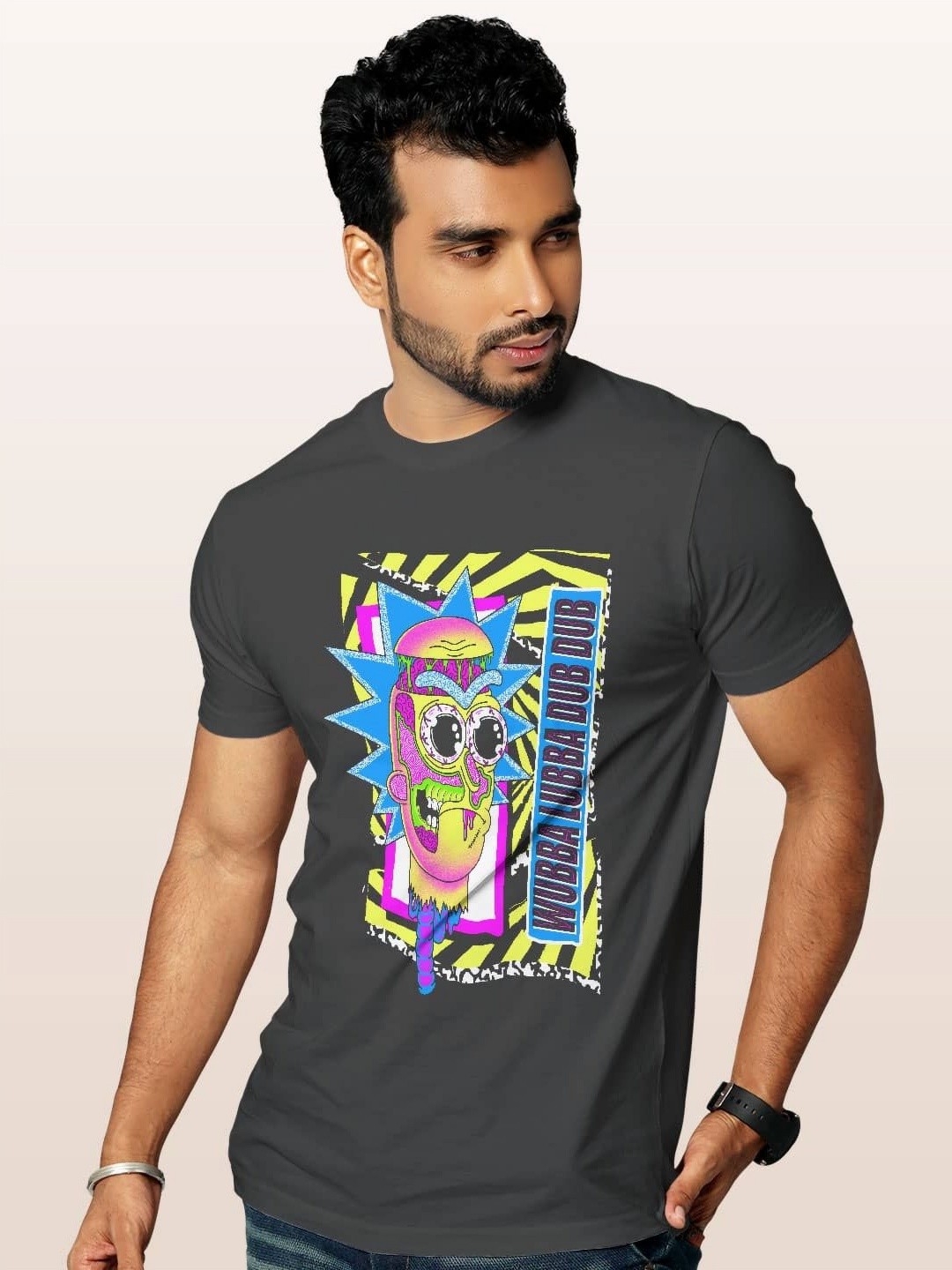 

macmerise Men Printed Raw Edge T-shirt, Grey