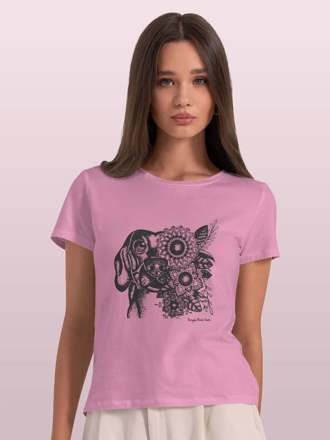 

macmerise Women Floral Printed Extended Sleeves T-shirt, Pink