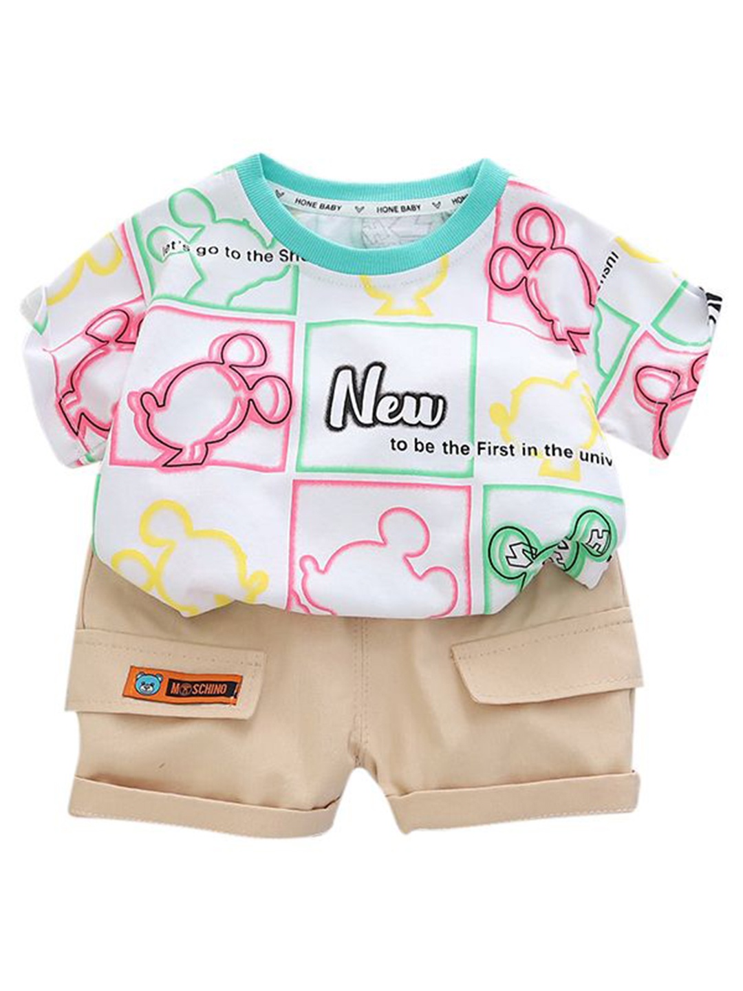 

StyleCast x Revolte Infant Boys Printed Pure Cotton T-shirt With Shorts, White