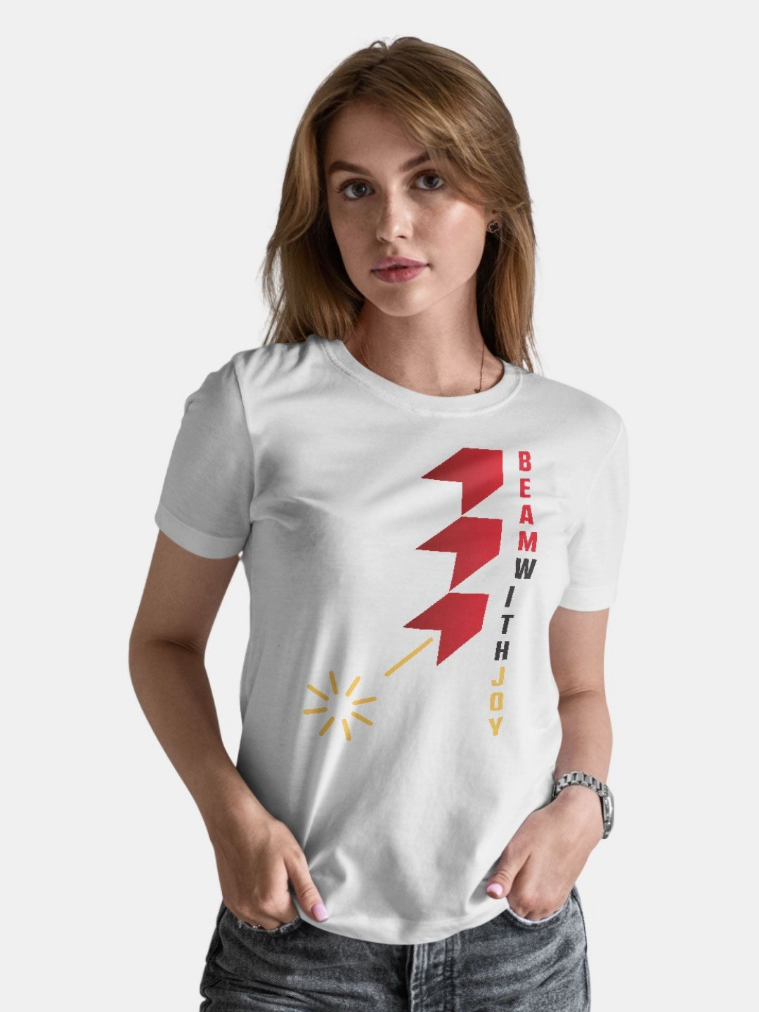 

macmerise Women Typography Printed Raw Edge T-shirt, White
