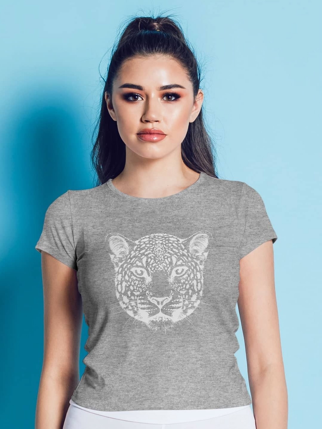 

macmerise Women Typography Printed Raw Edge T-shirt, Grey