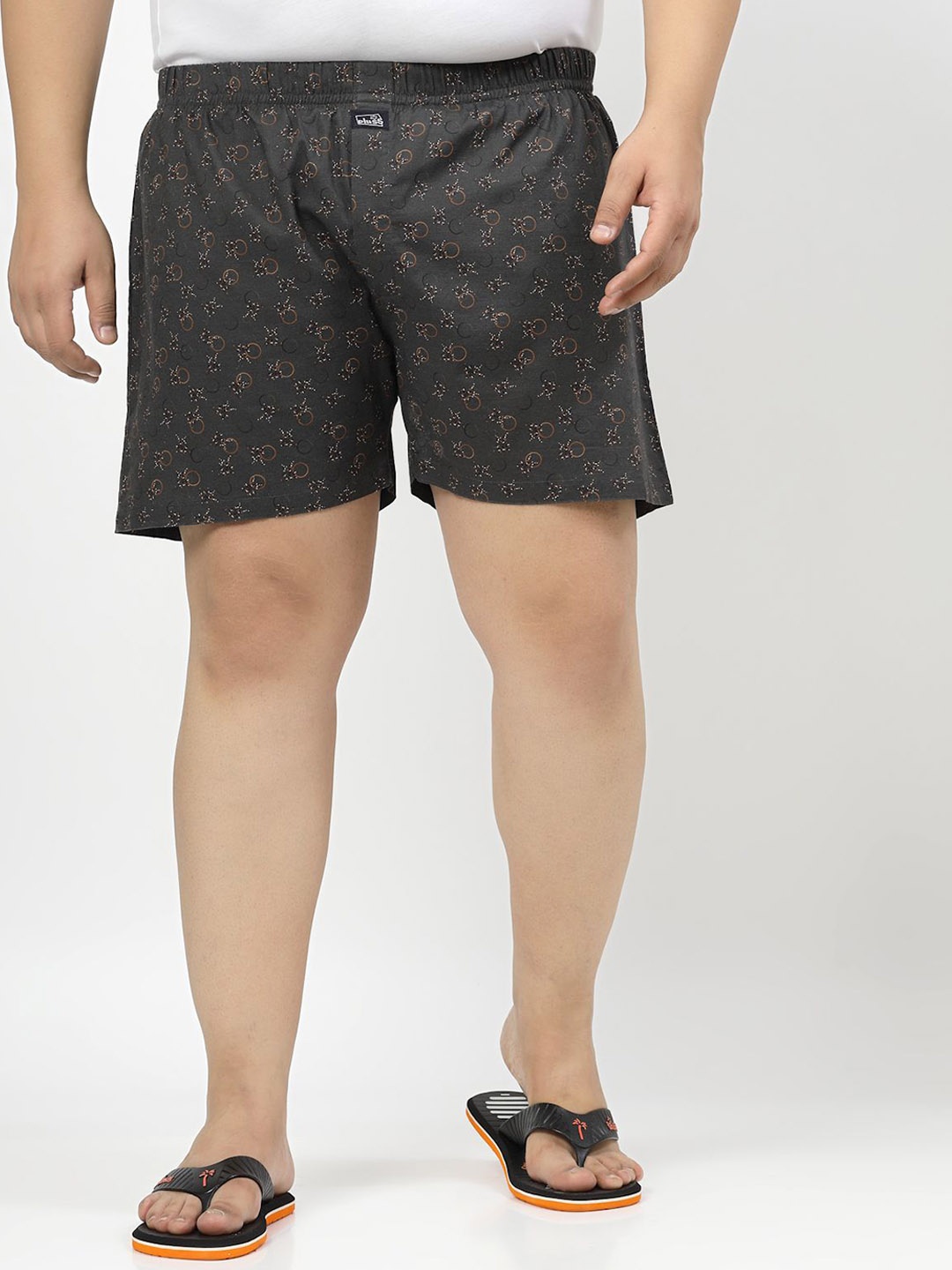 

plusS Printed Cotton Boxers MBX208E-GRAPELEAFPRT-8XL, Grey