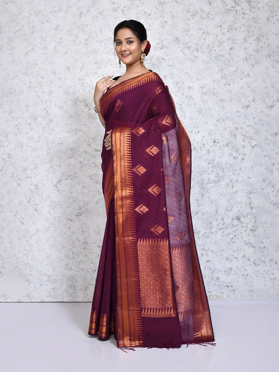 

SPRISH Woven Design Zari Pure Silk Saree, Violet