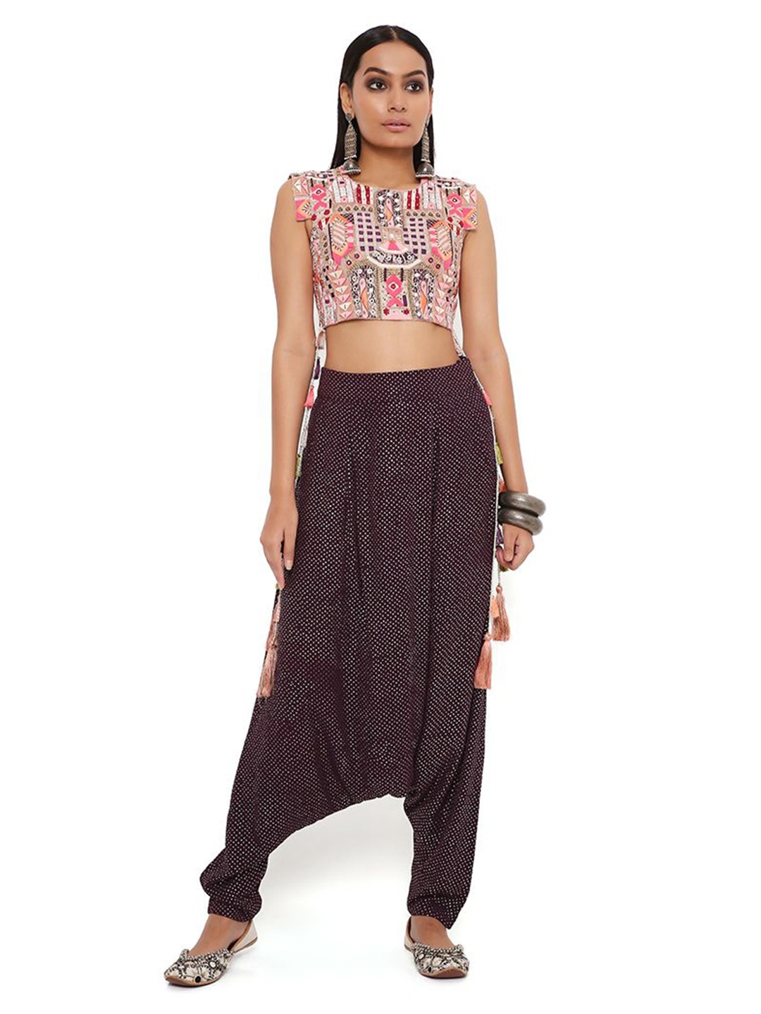 

Payal Singhal Embellished Top With Low Crotch Pant, Grey