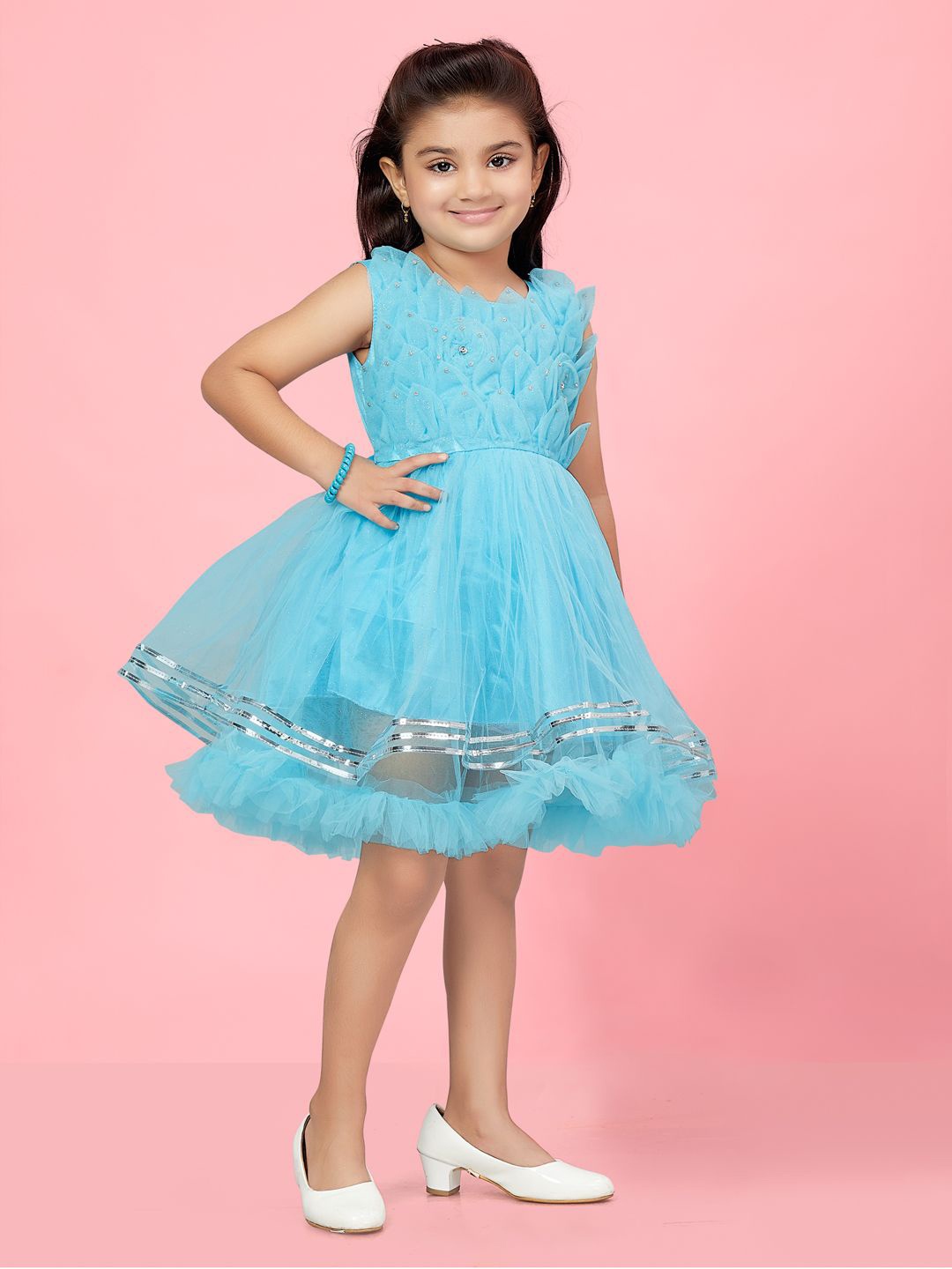 

BAESD Girls Net Fit & Flare Dress, Turquoise blue