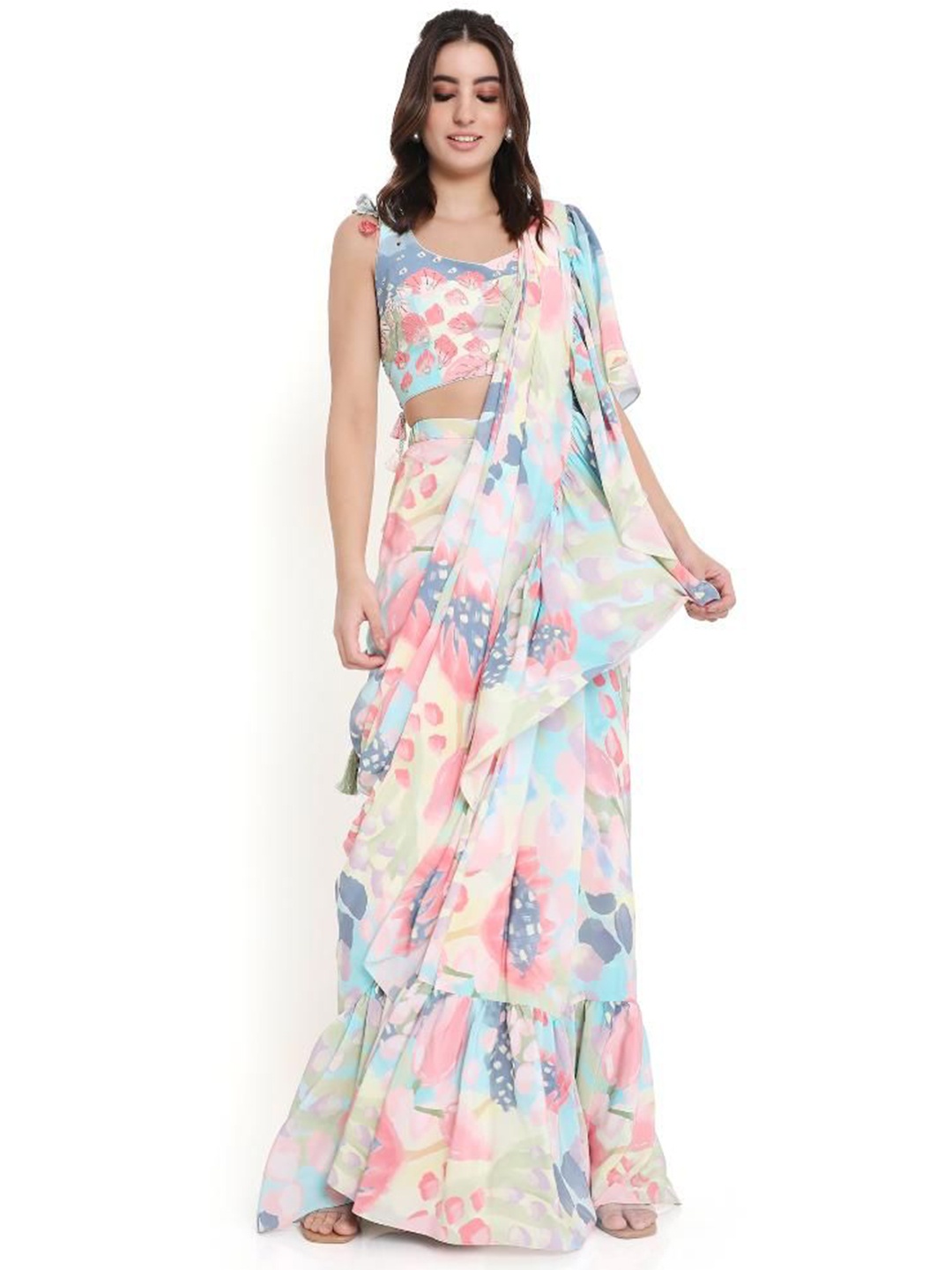 

Payal Singhal Floral Printed Saree, Blue