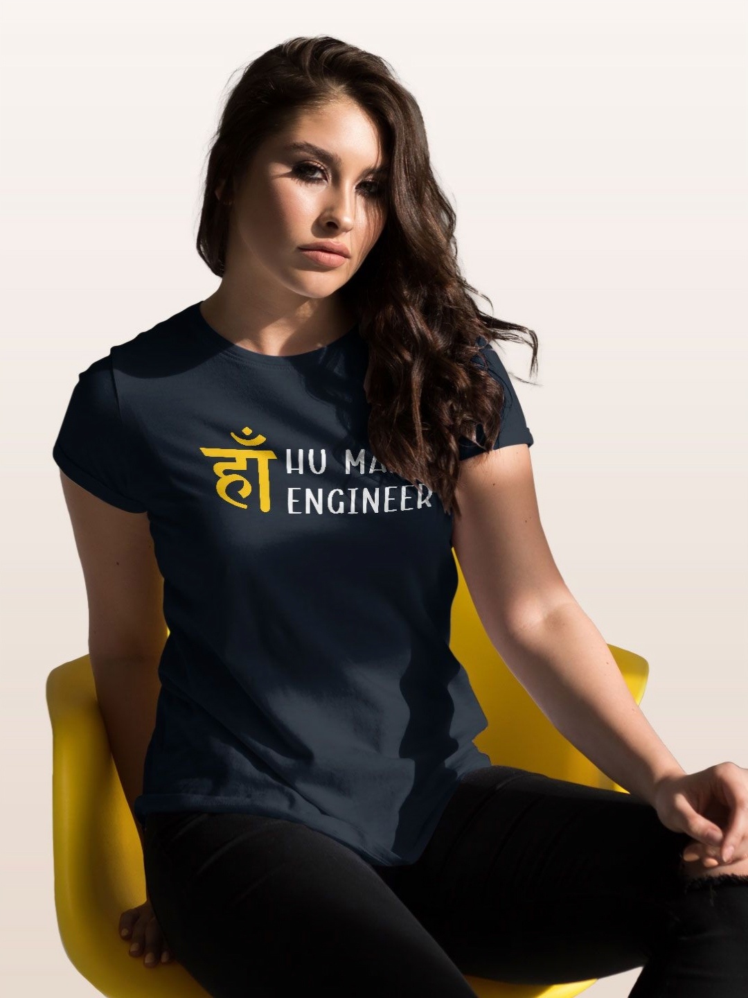 

macmerise Women Typography Printed T-shirt, Navy blue