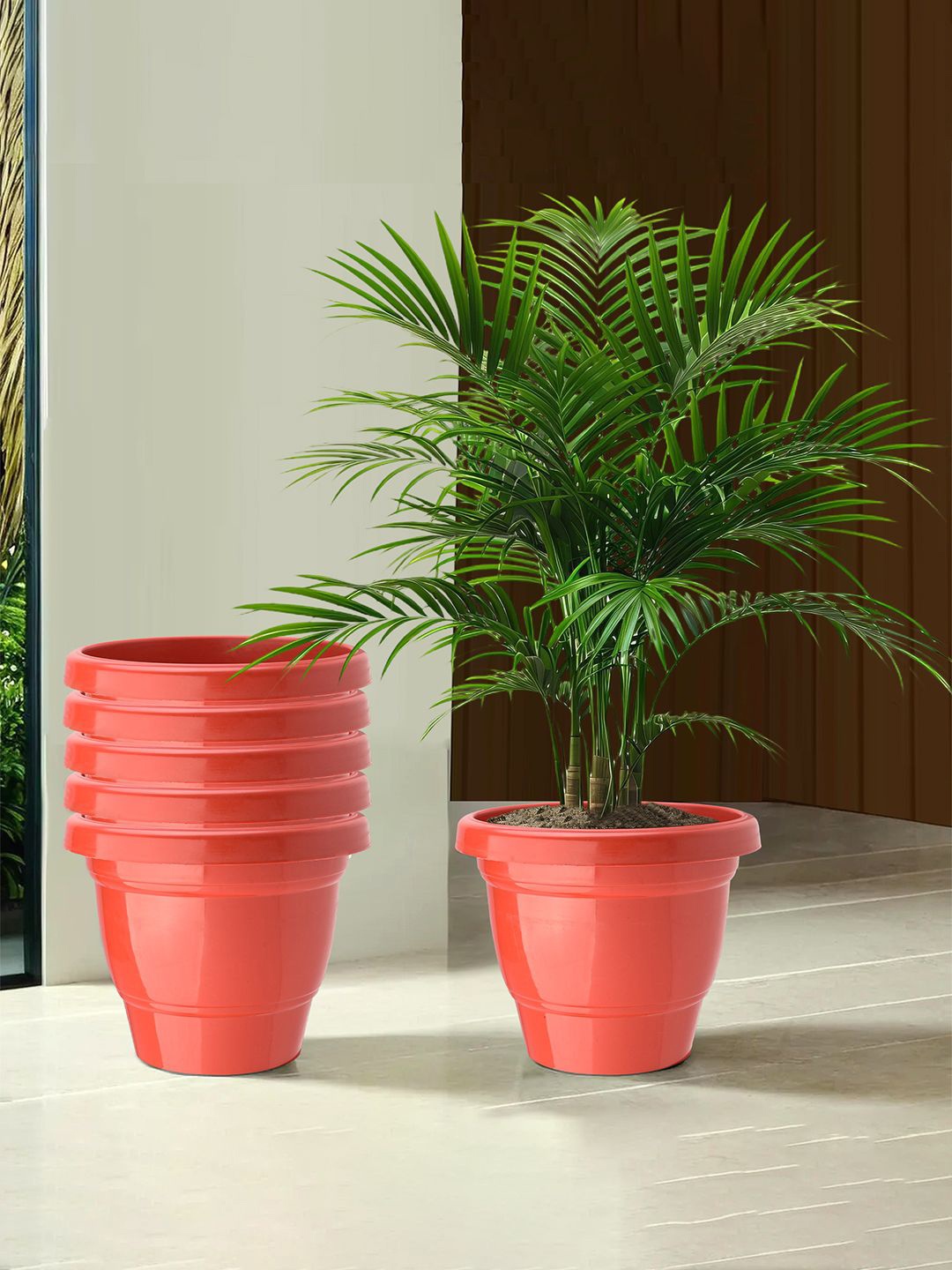 

Kuber Industries Red 6 Pieces Phooldaan Durable Planters