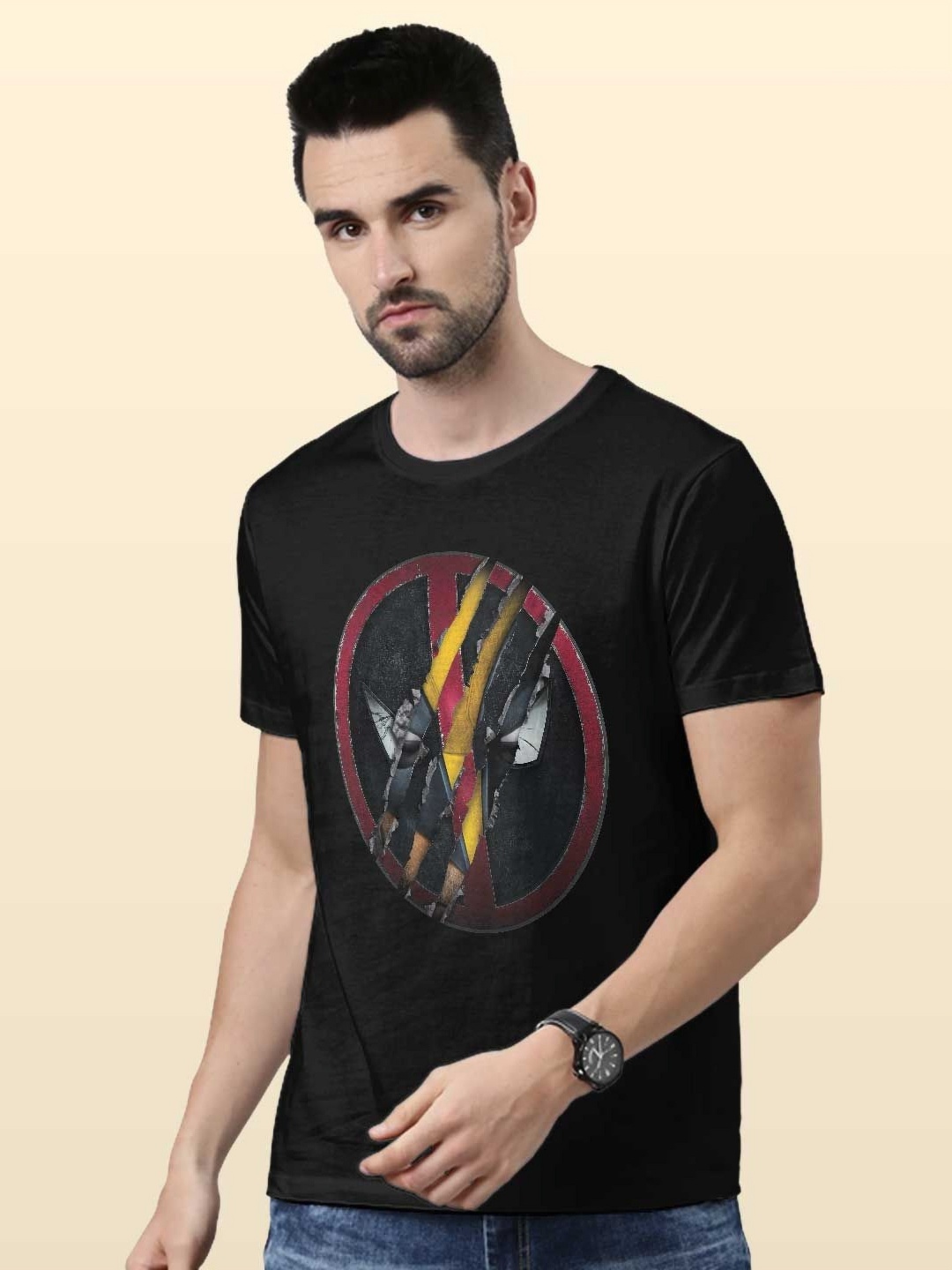 

macmerise Men Striped T-shirt, Black