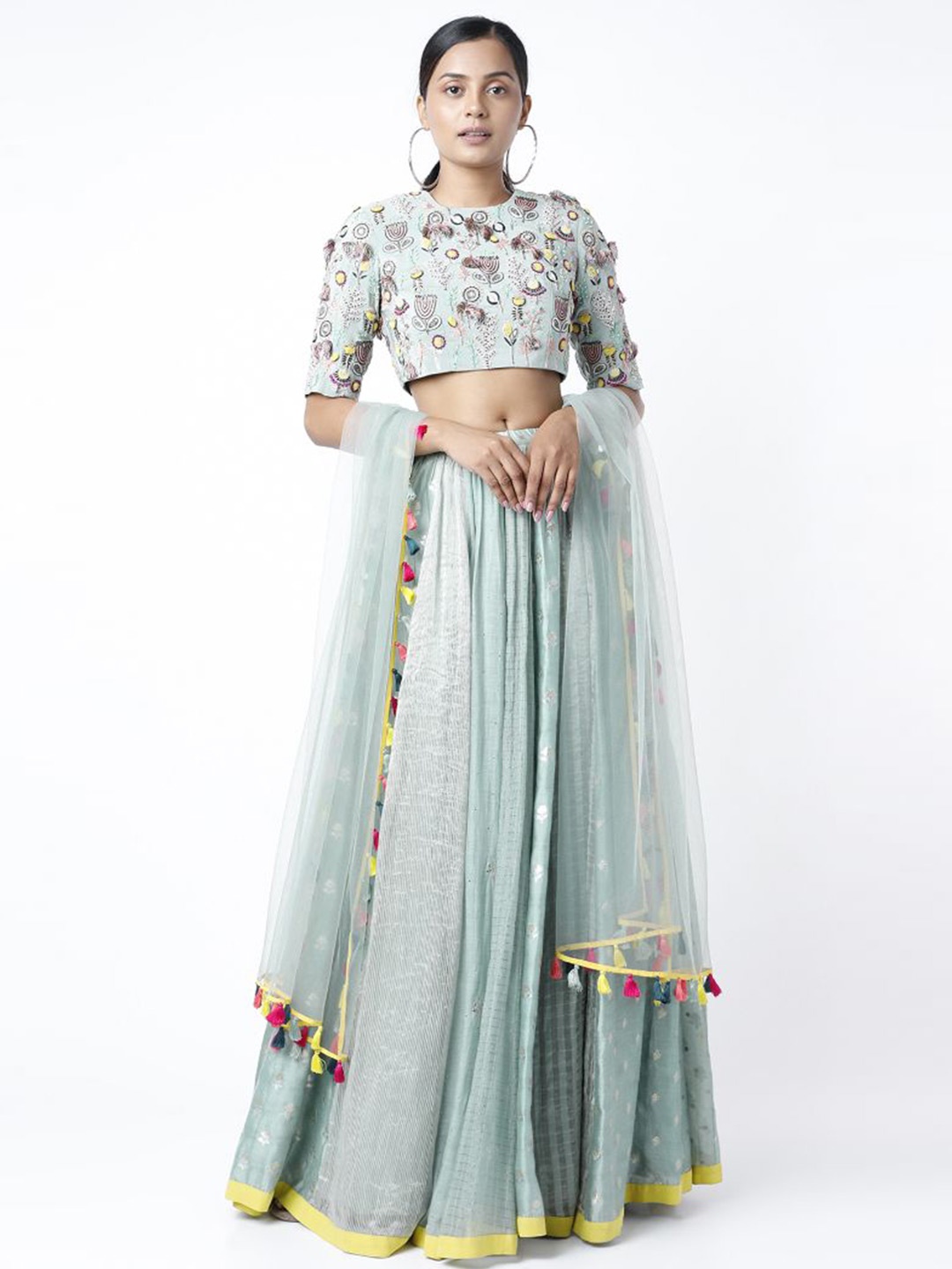 

Payal Singhal Embroidered Beads and Stones Ready to Wear Lehenga & Blouse With Dupatta, Blue