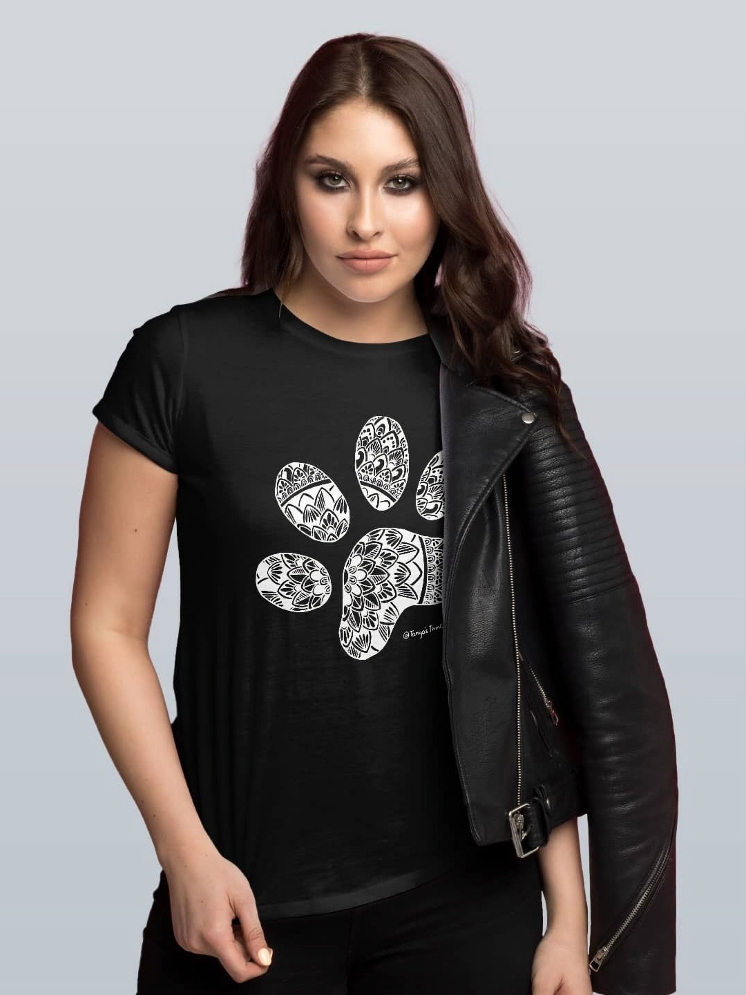 

macmerise Women Printed Cut Outs T-shirt, Black
