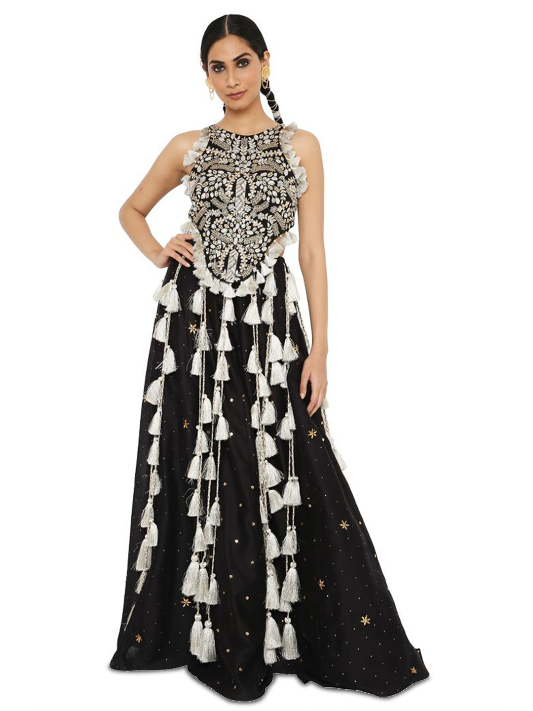 

Payal Singhal Embroidered Thread Work Ready to Wear Lehenga & Choli, Black