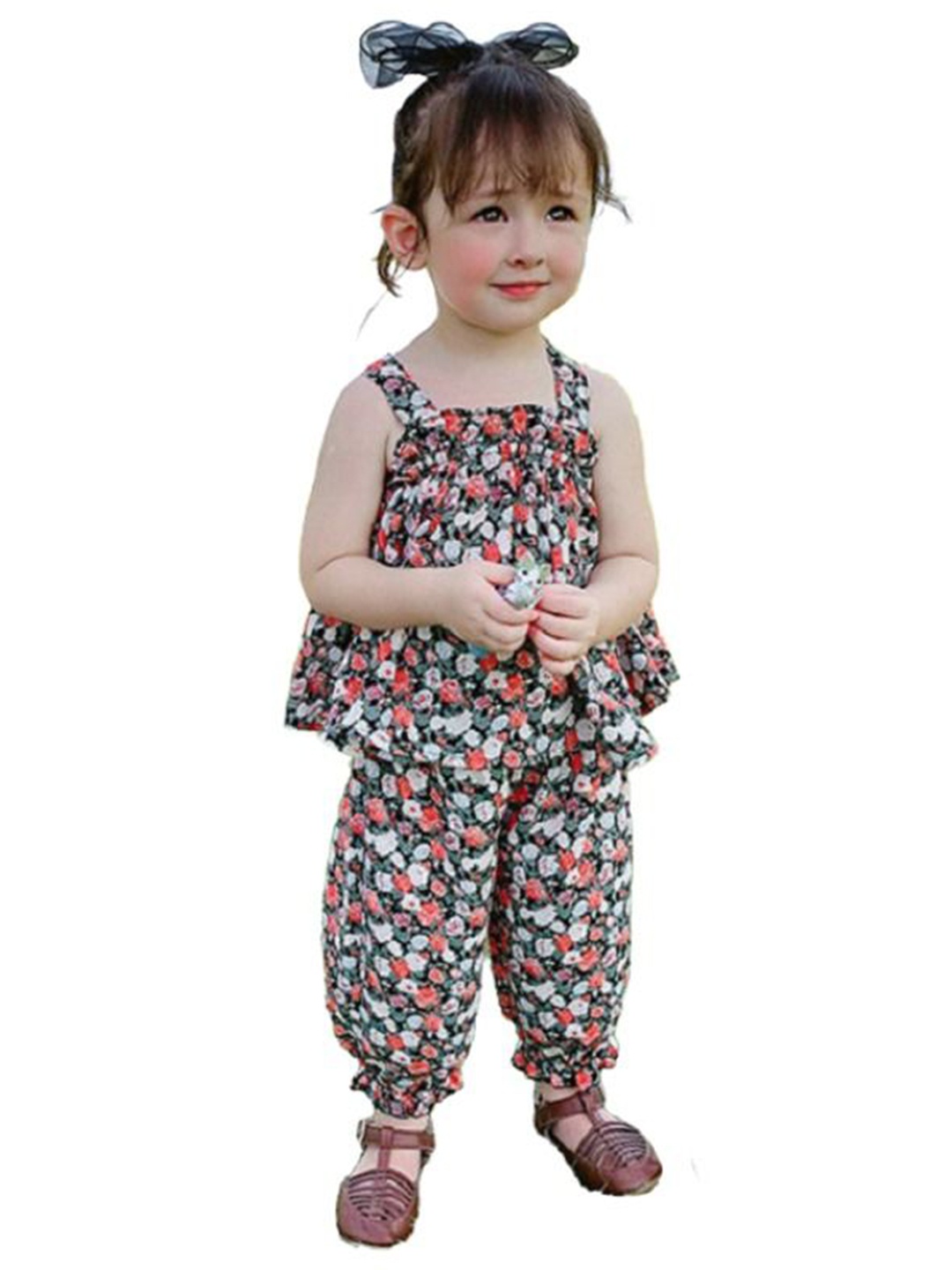 

StyleCast x Revolte Girls Printed Shoulder Straps Top With Dhoti Pants, Black