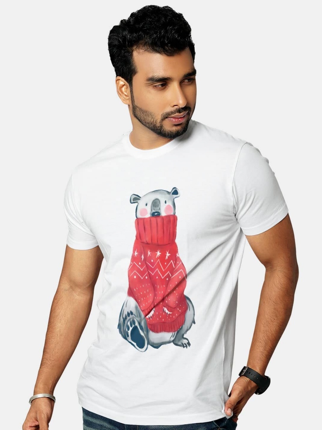 

macmerise Men Typography Printed Applique T-shirt, White