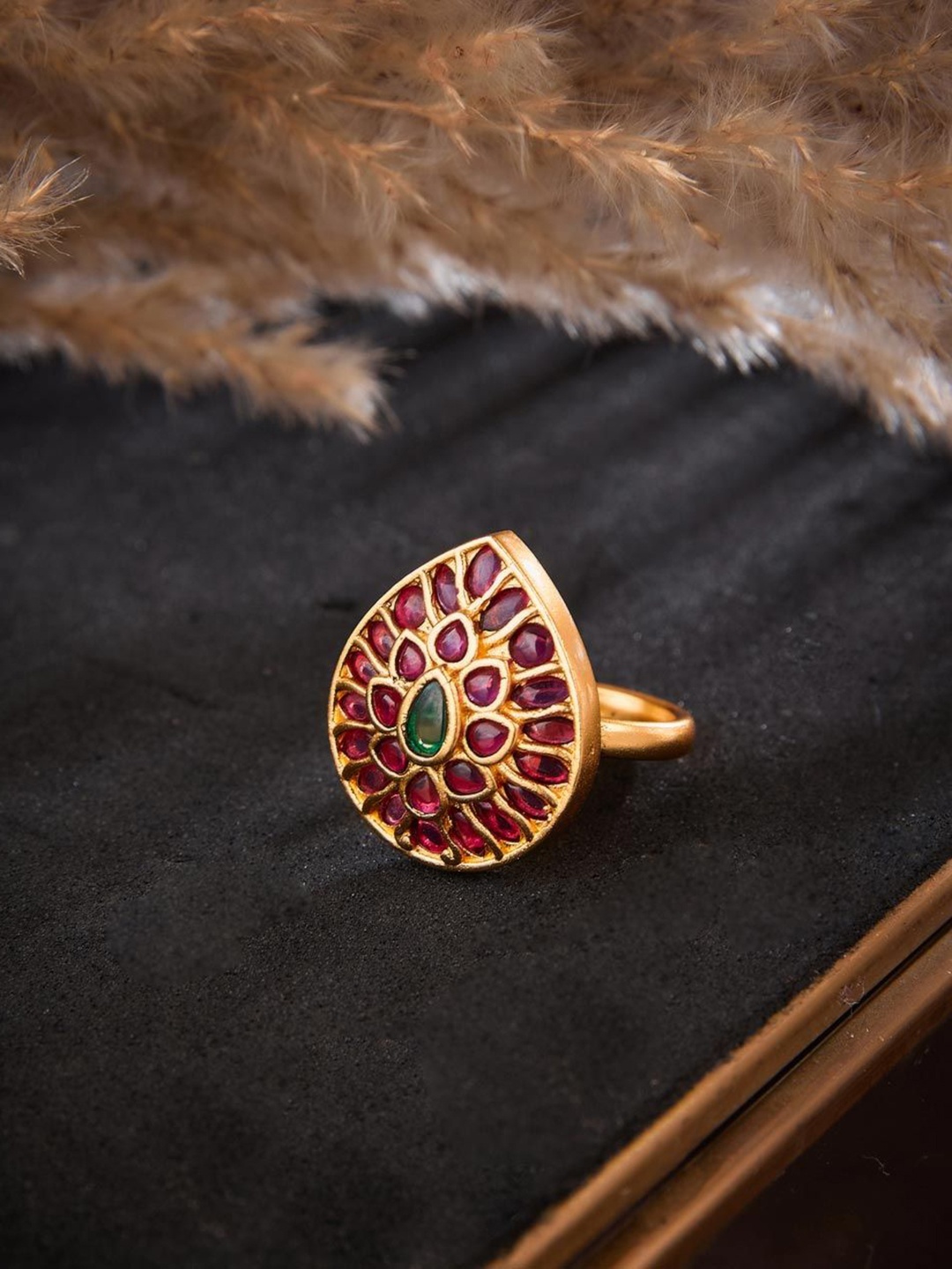 

Fabindia Gold-Plated Artificial Stones Studded Finger Ring