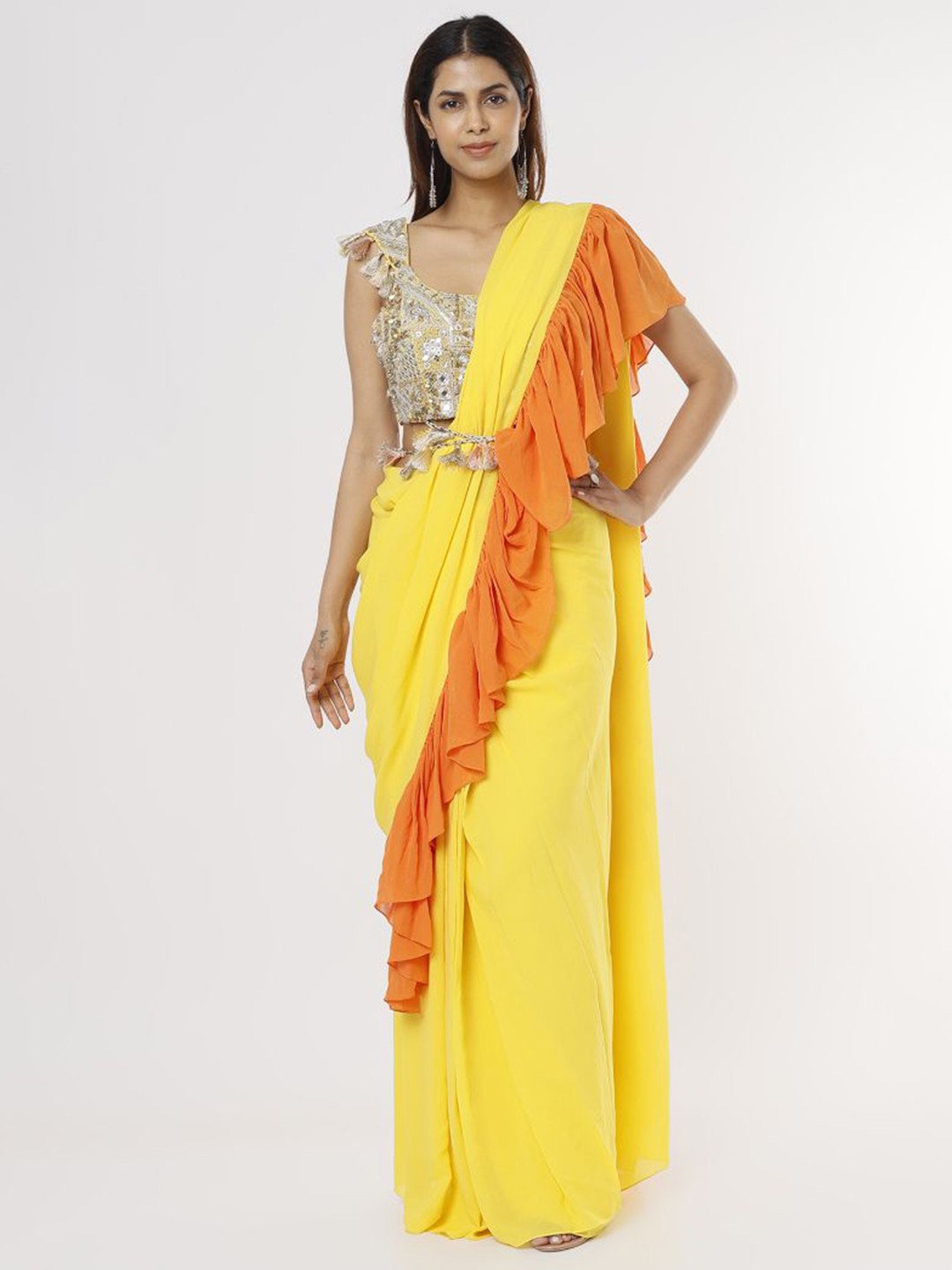 

Payal Singhal Saree With Blouse Piece, Yellow