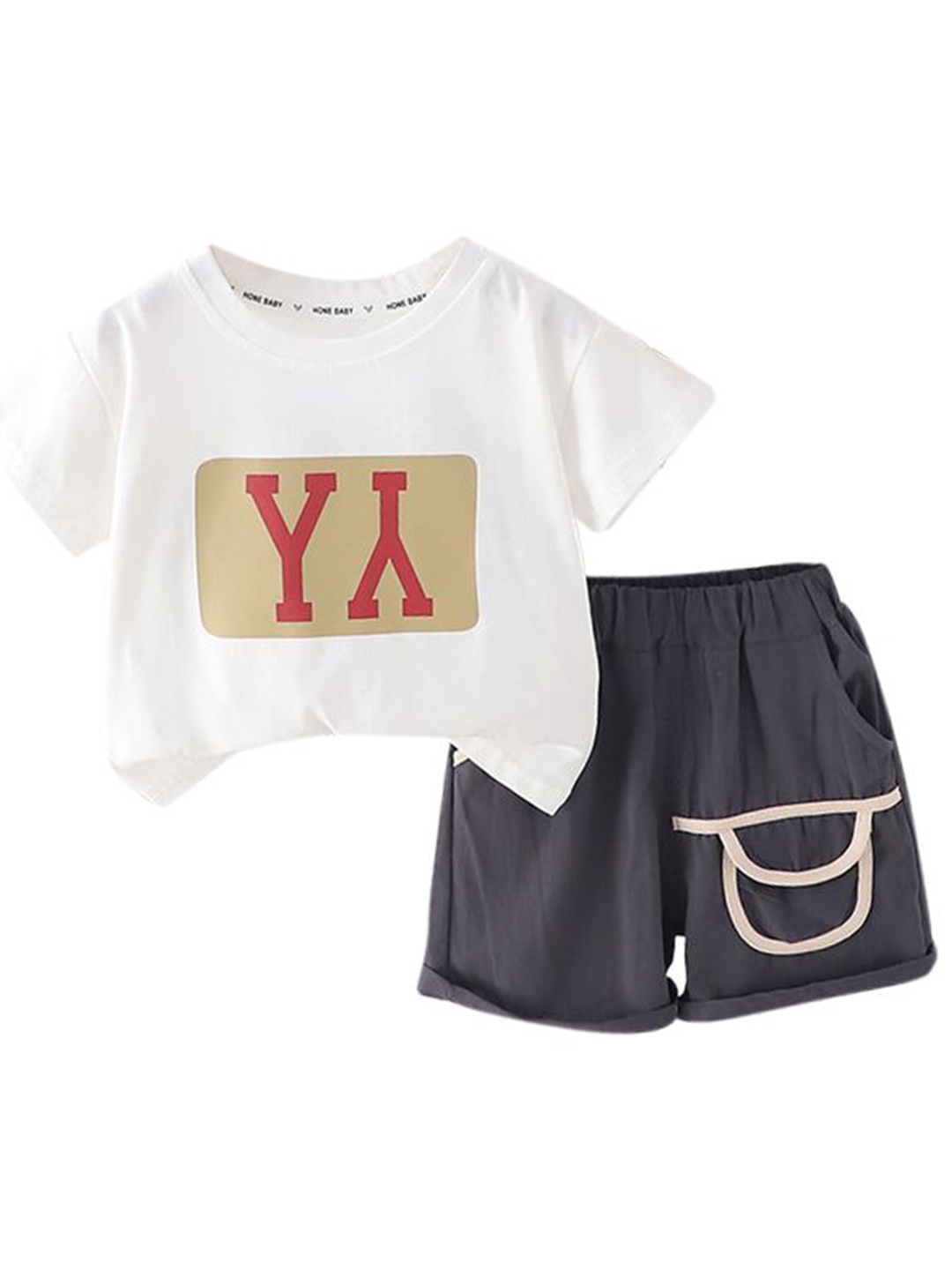 

StyleCast x Revolte Boys Printed Pure Cotton T-shirt with Shorts, White
