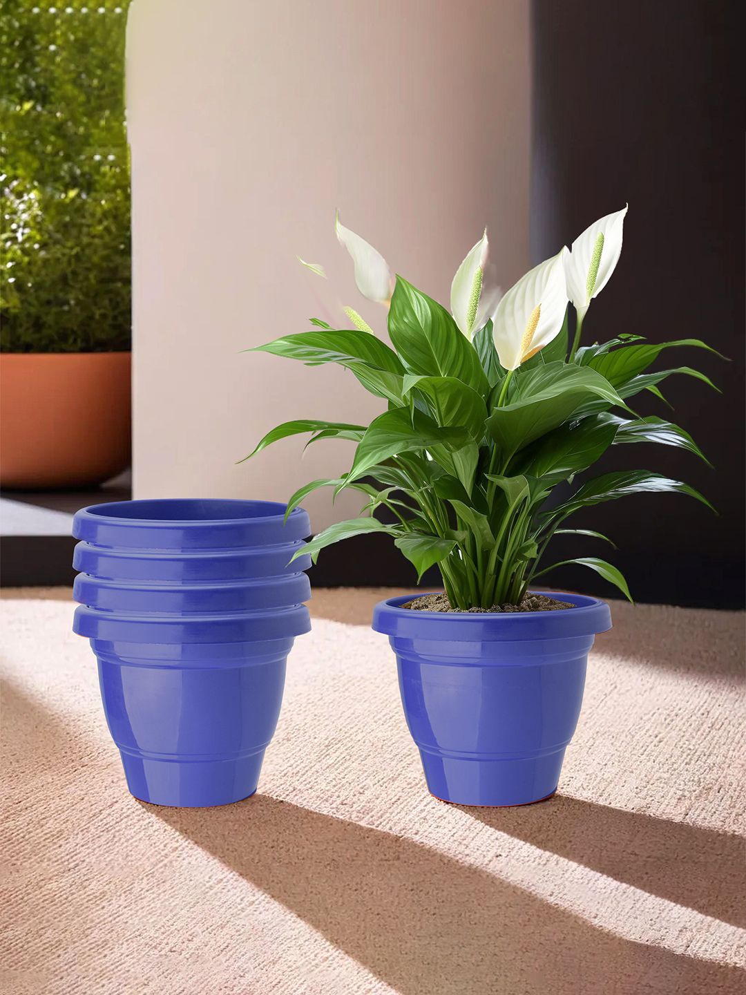 

Kuber Industries Blue 5 Pieces 2-Layered Planters