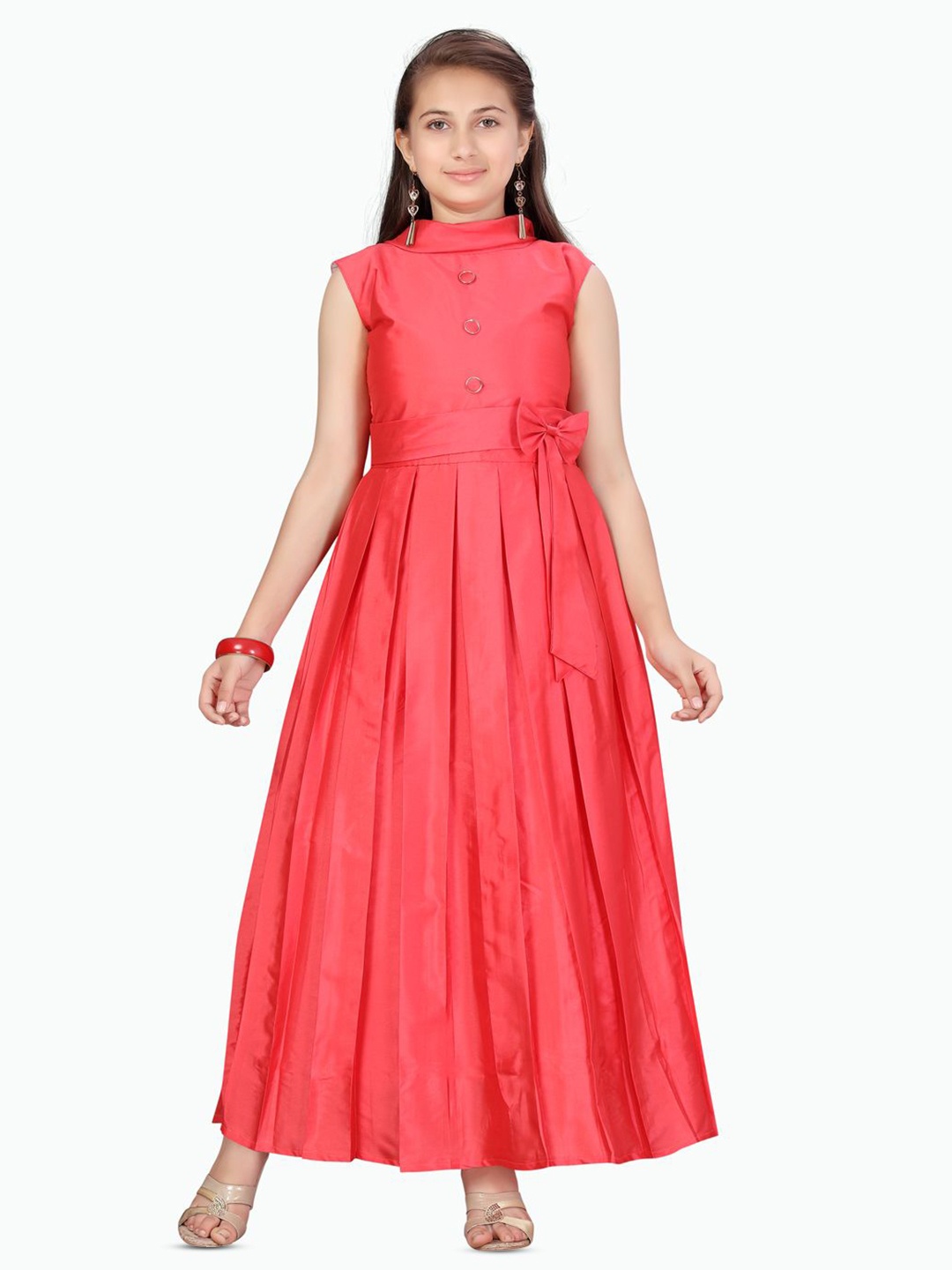 

BAESD Girls Mock Neck Sleeveless Fit and Flare Maxi Dress, Red