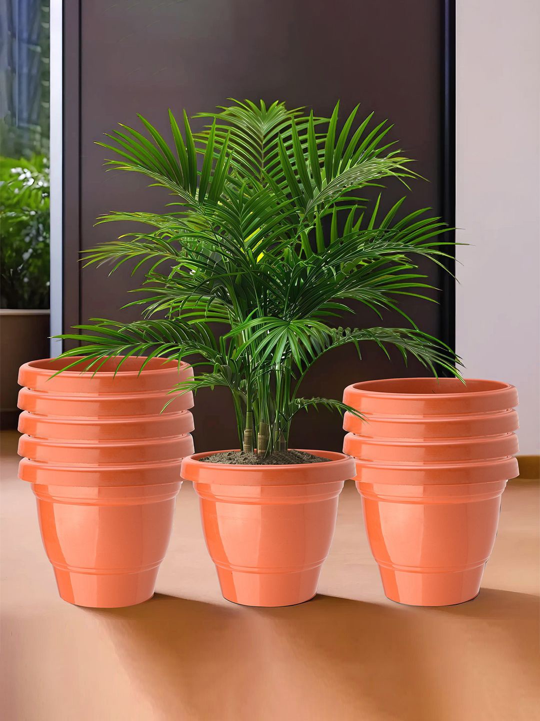 

Kuber Industries Orange 10 Pieces 2-Layer Planters