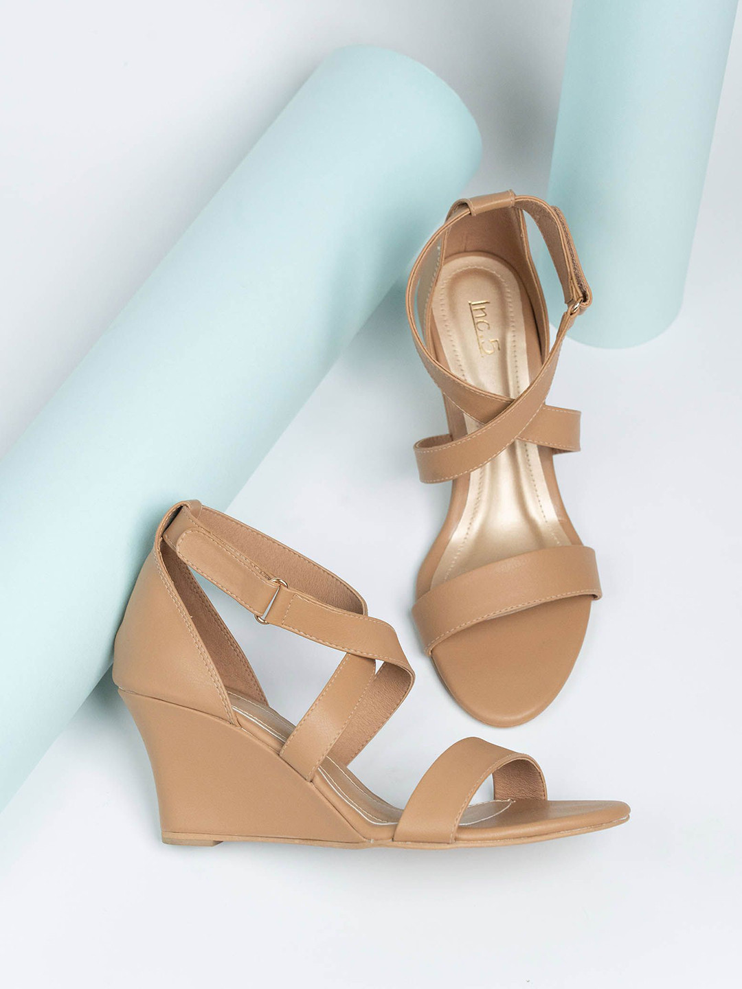 

Inc 5 Wedge Heels With Ankle Loop Sandals, Beige