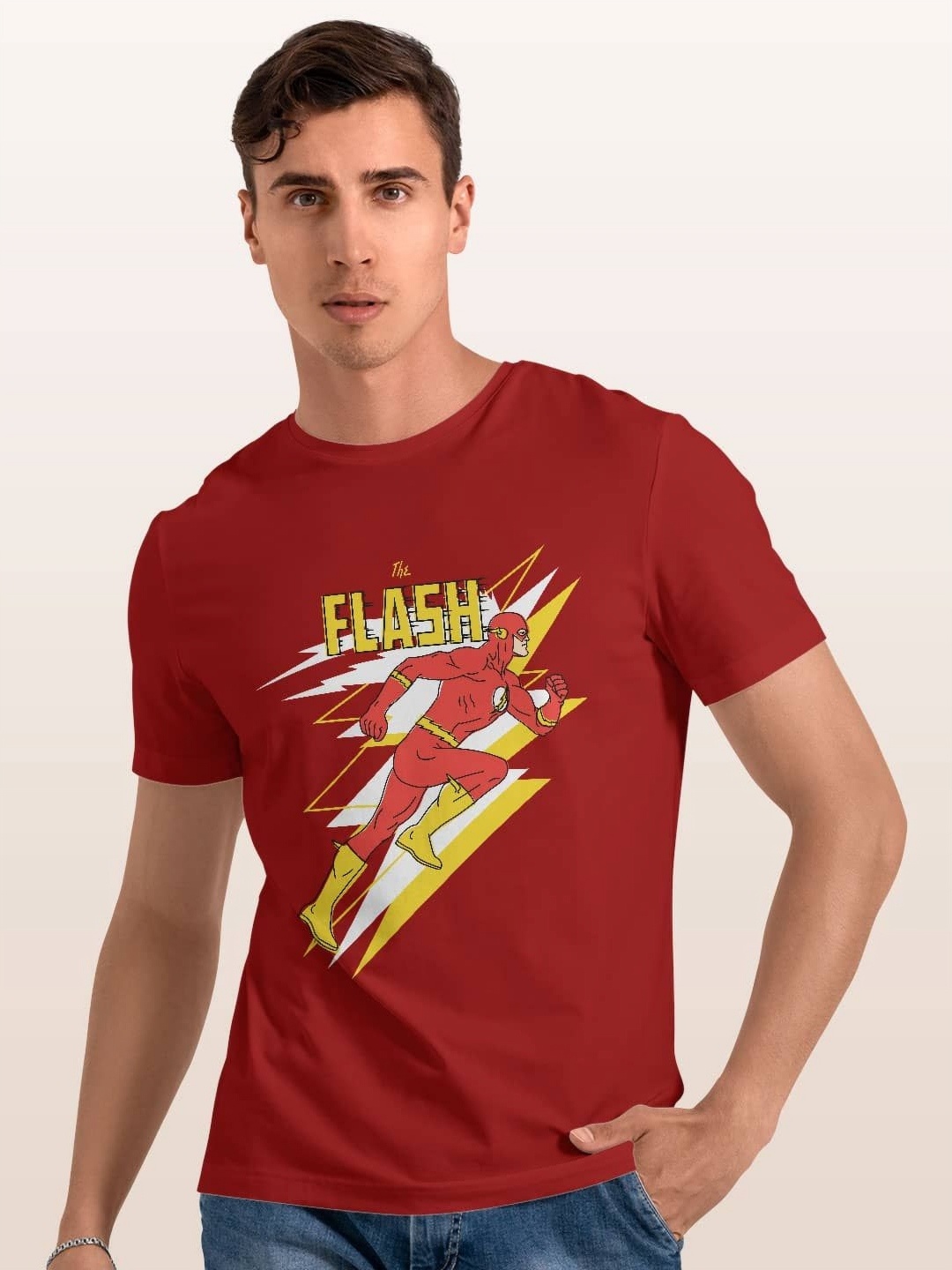 

macmerise Men Typography Printed Applique T-shirt, Red