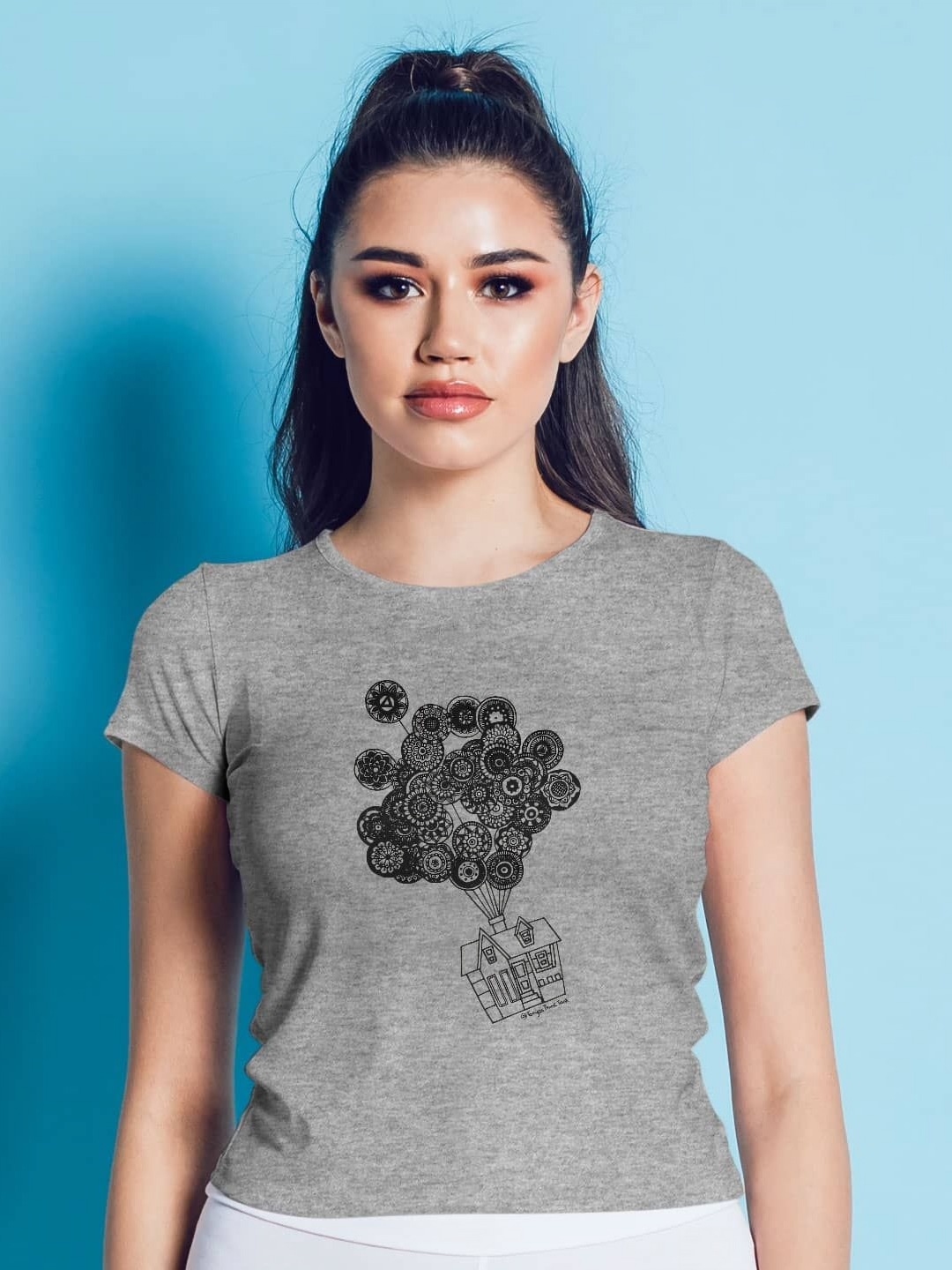 

macmerise Women Floral Printed T-shirt, Grey