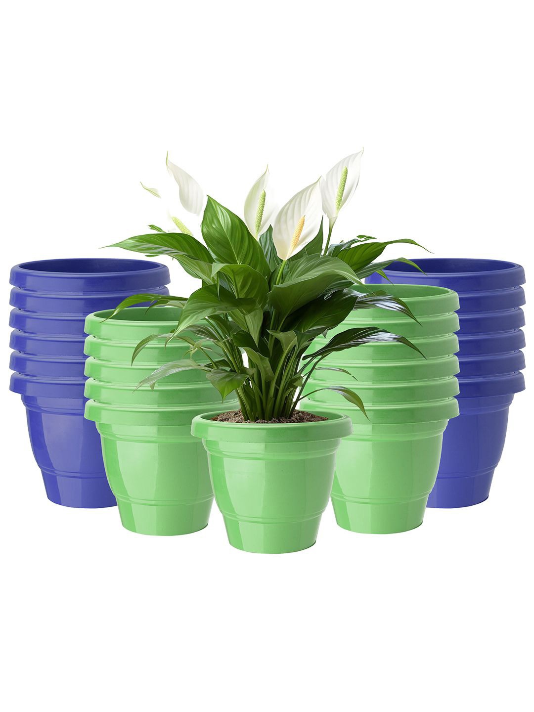 

Kuber Industries Green & Blue 24 Pieces 2-Layer Planters