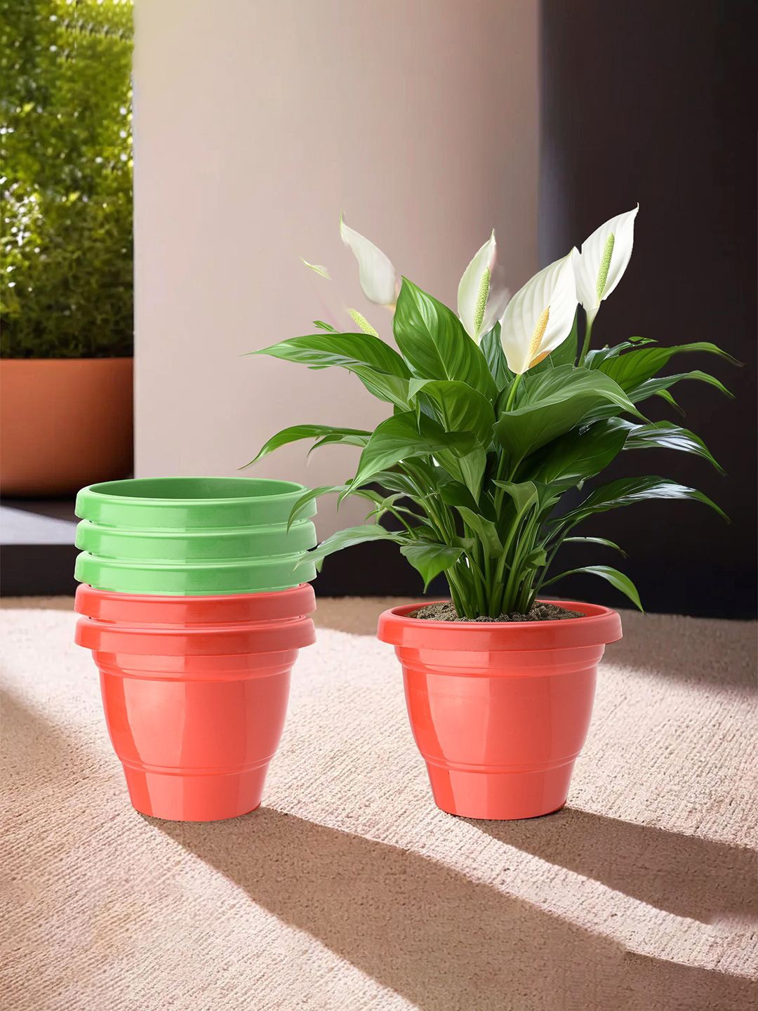 

Kuber Industries Red & Green 6 Pieces Lightweight Planters