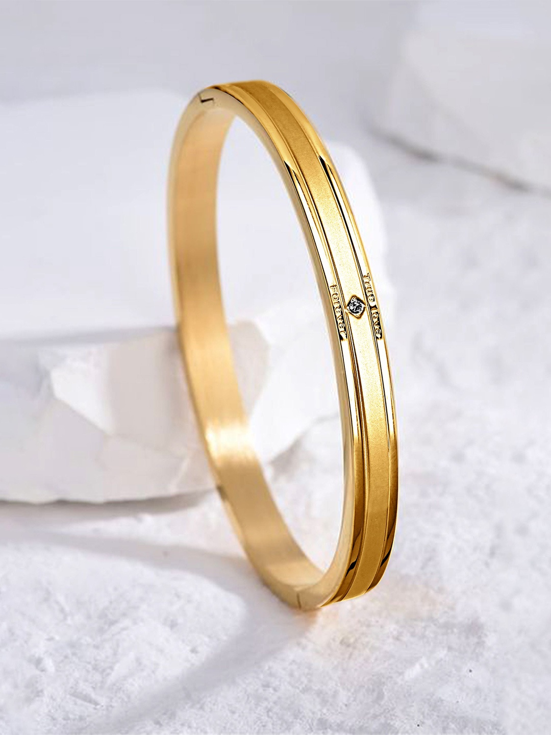 

MEENAZ Men Gold Plated Stainless Steel Kada Bracelet
