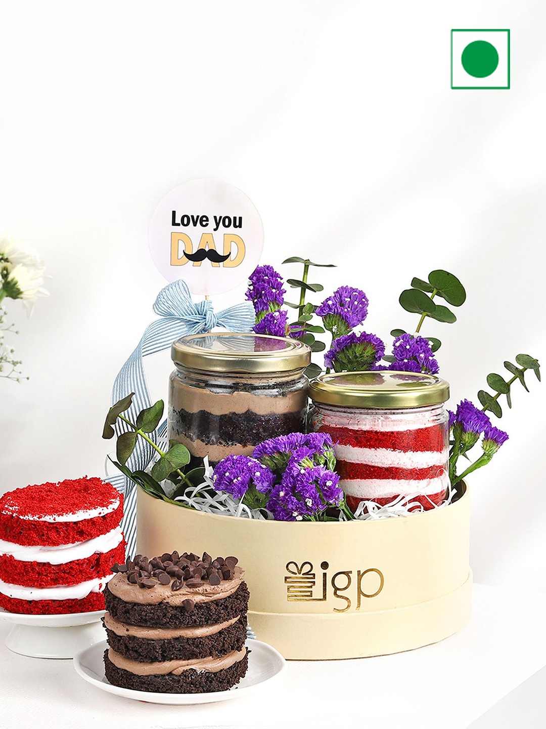 

IGP 2Pc Licious Jar Cake Flavours In A Jar with Flowers, Red