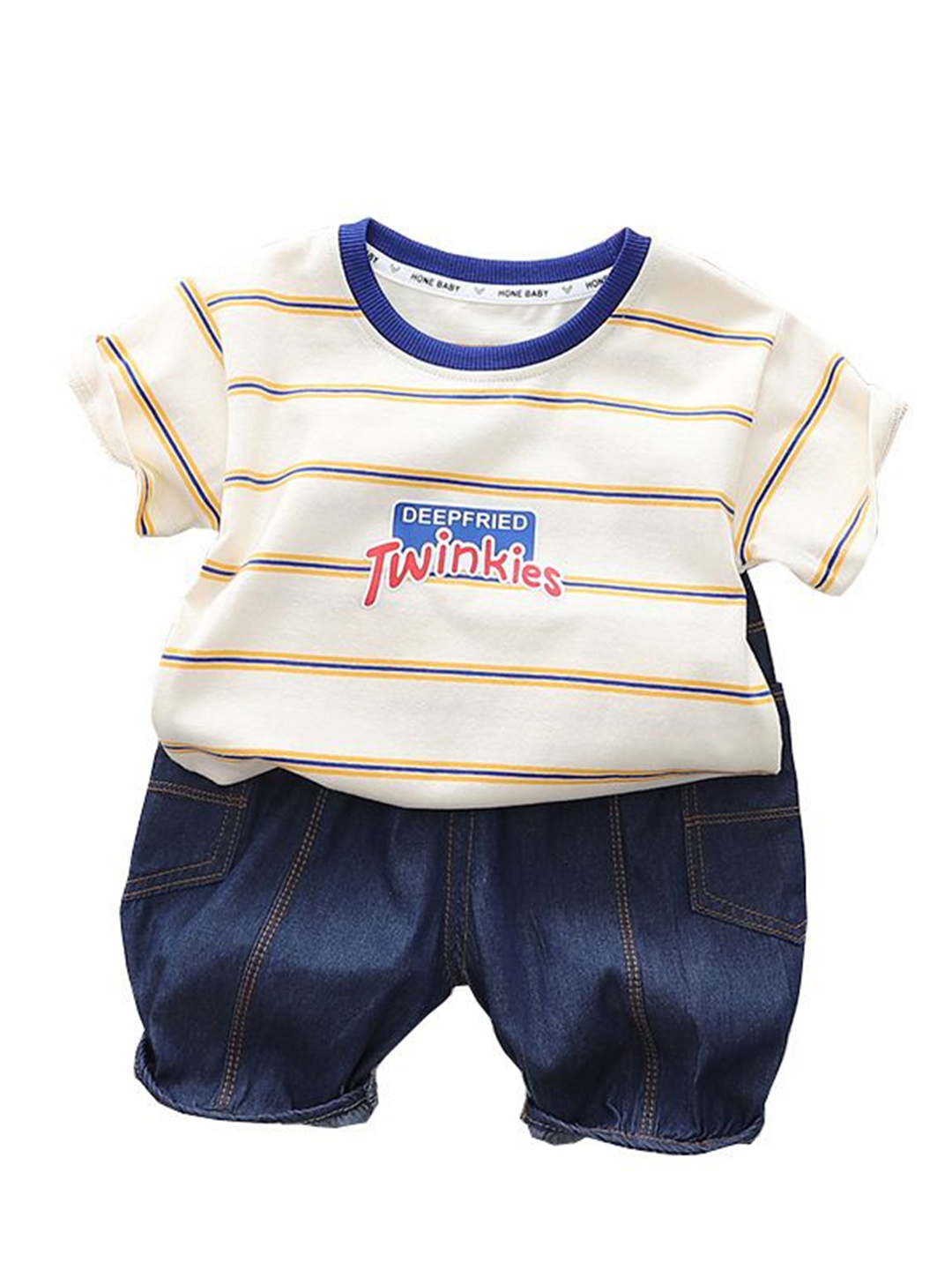 

StyleCast x Revolte Infant Boys Printed Round Neck Pure Cotton T-shirt With Shorts, White