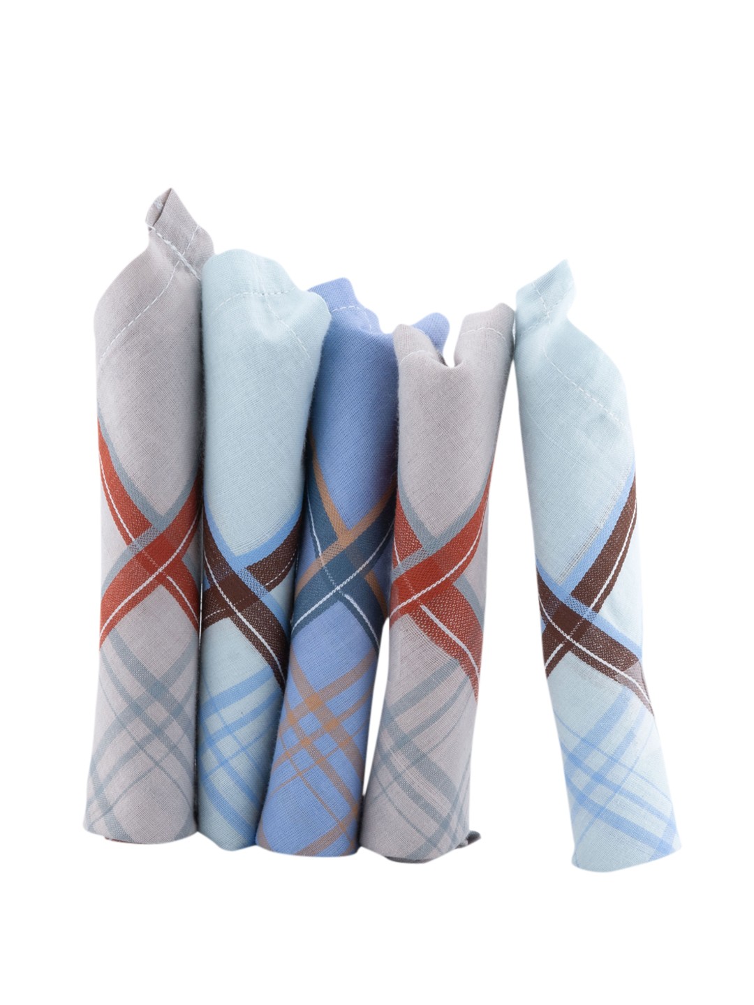 

CROSSLINE Men Pack Of 5 Checked Pure Cotton Handkerchiefs, White