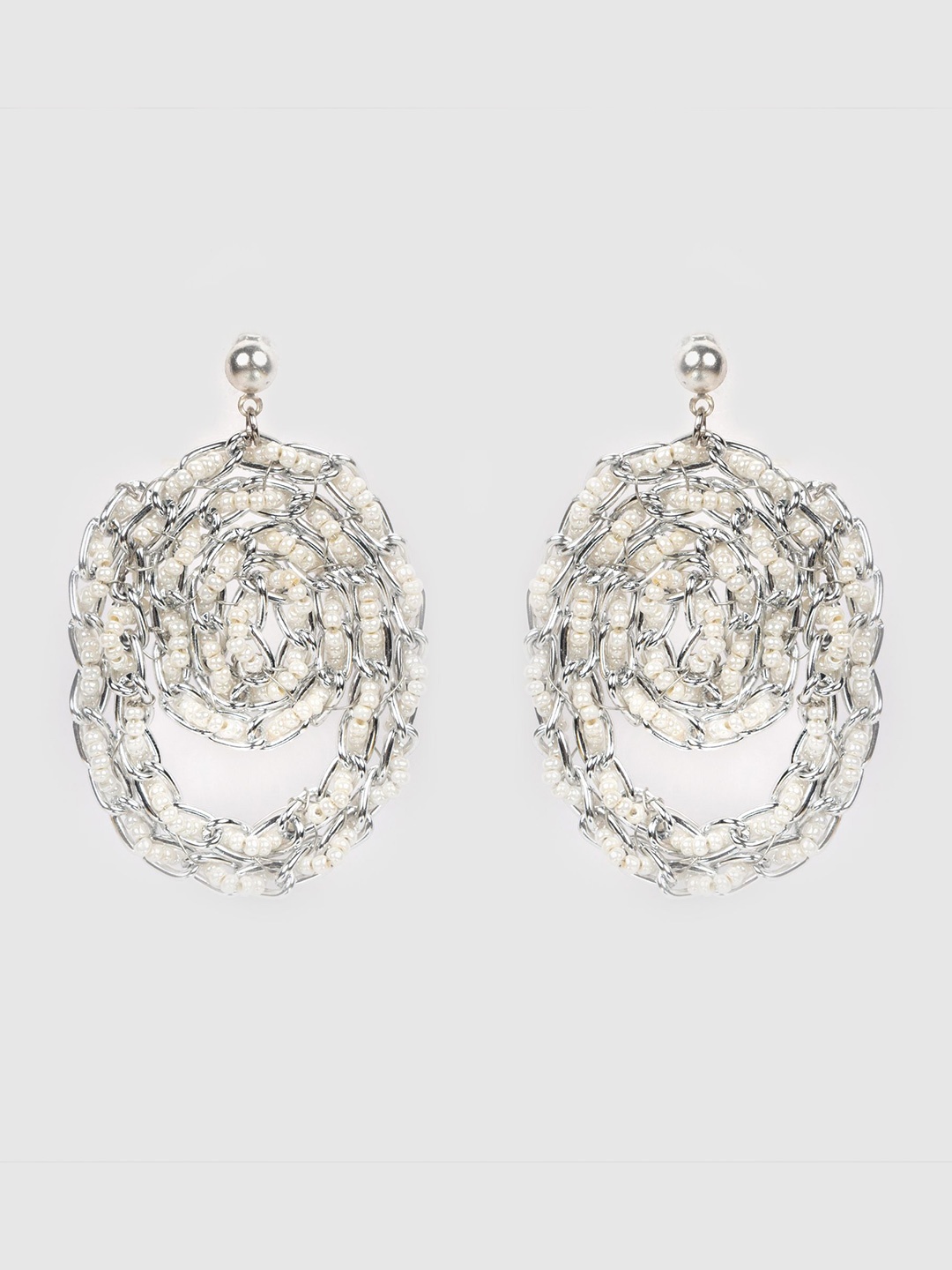 

D'oro Contemporary Drop Earrings, Silver
