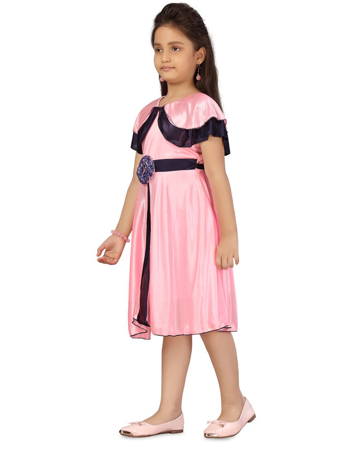 

BAESD Girls Cape Sleeves Fit & Flare Dress, Pink