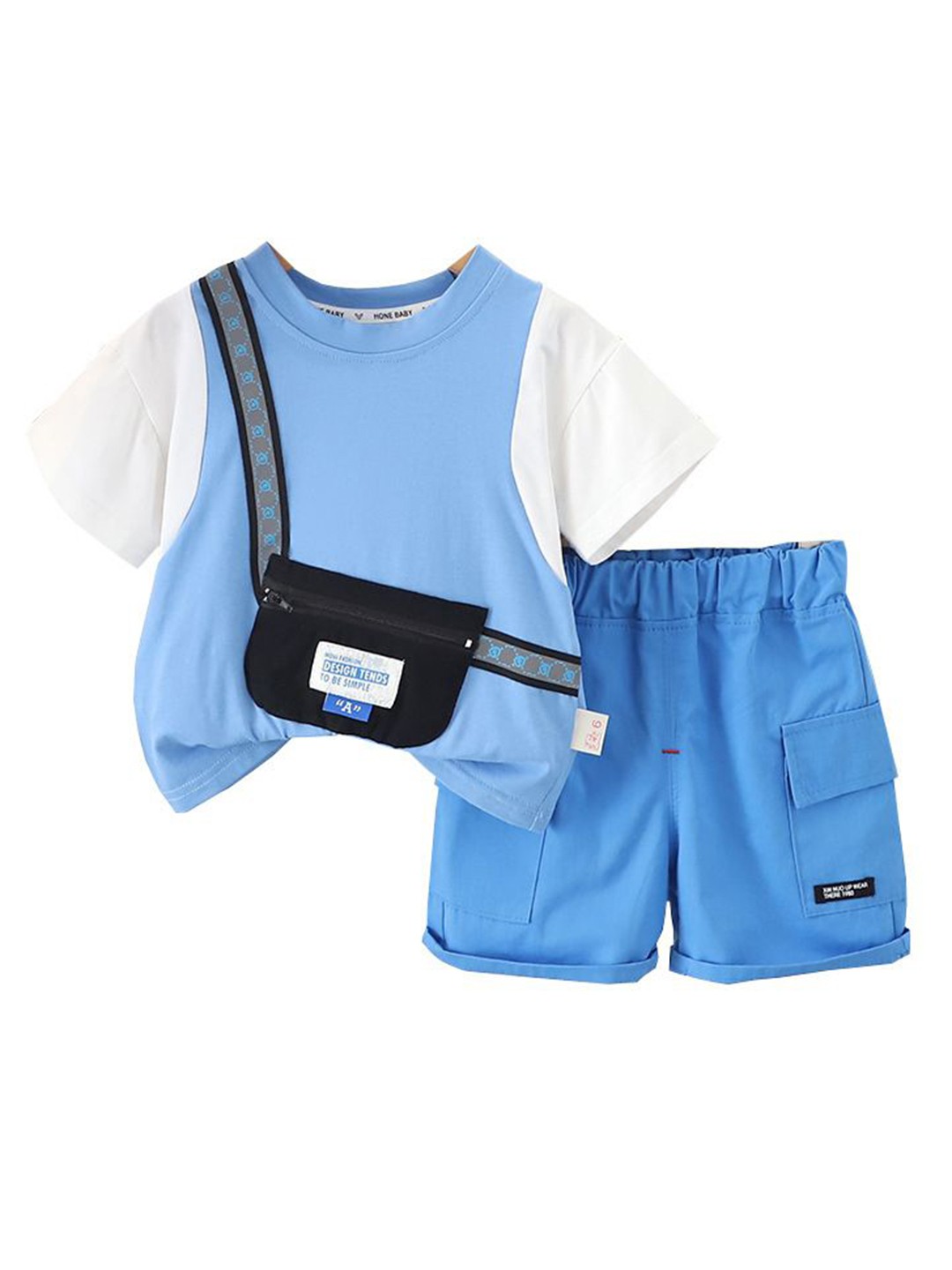 

StyleCast x Revolte Infant Boys Printed Pure Cotton T-shirt With Shorts, Blue