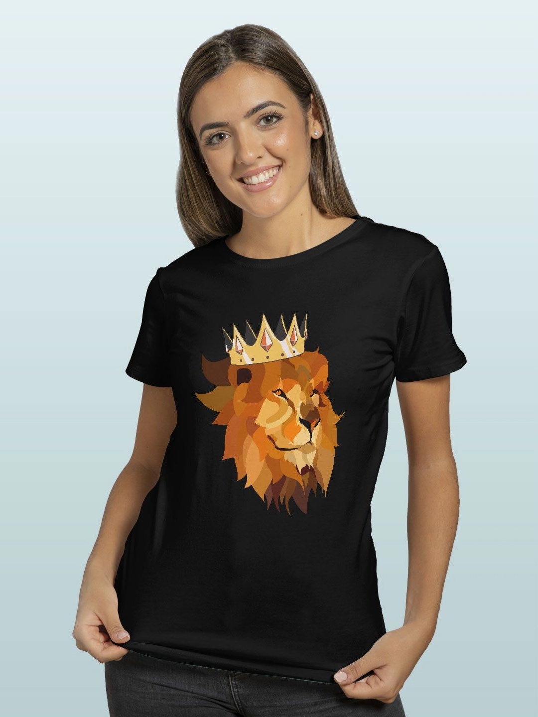 

macmerise Women Printed Applique T-shirt, Black