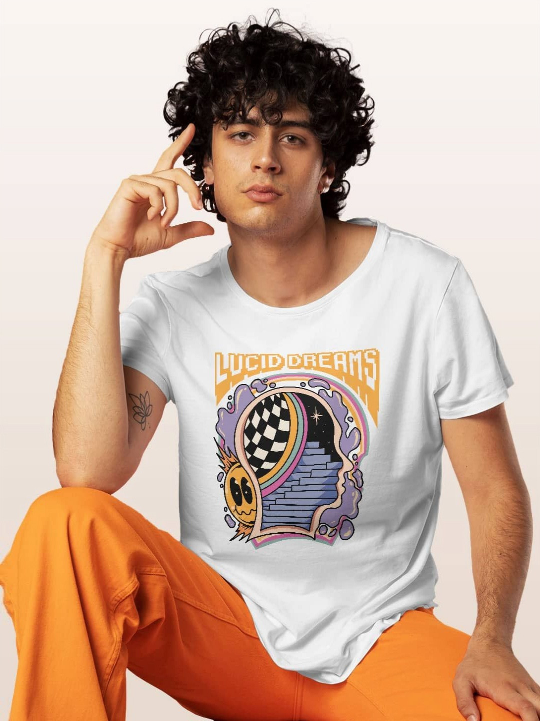 

macmerise Men Printed T-shirt, White