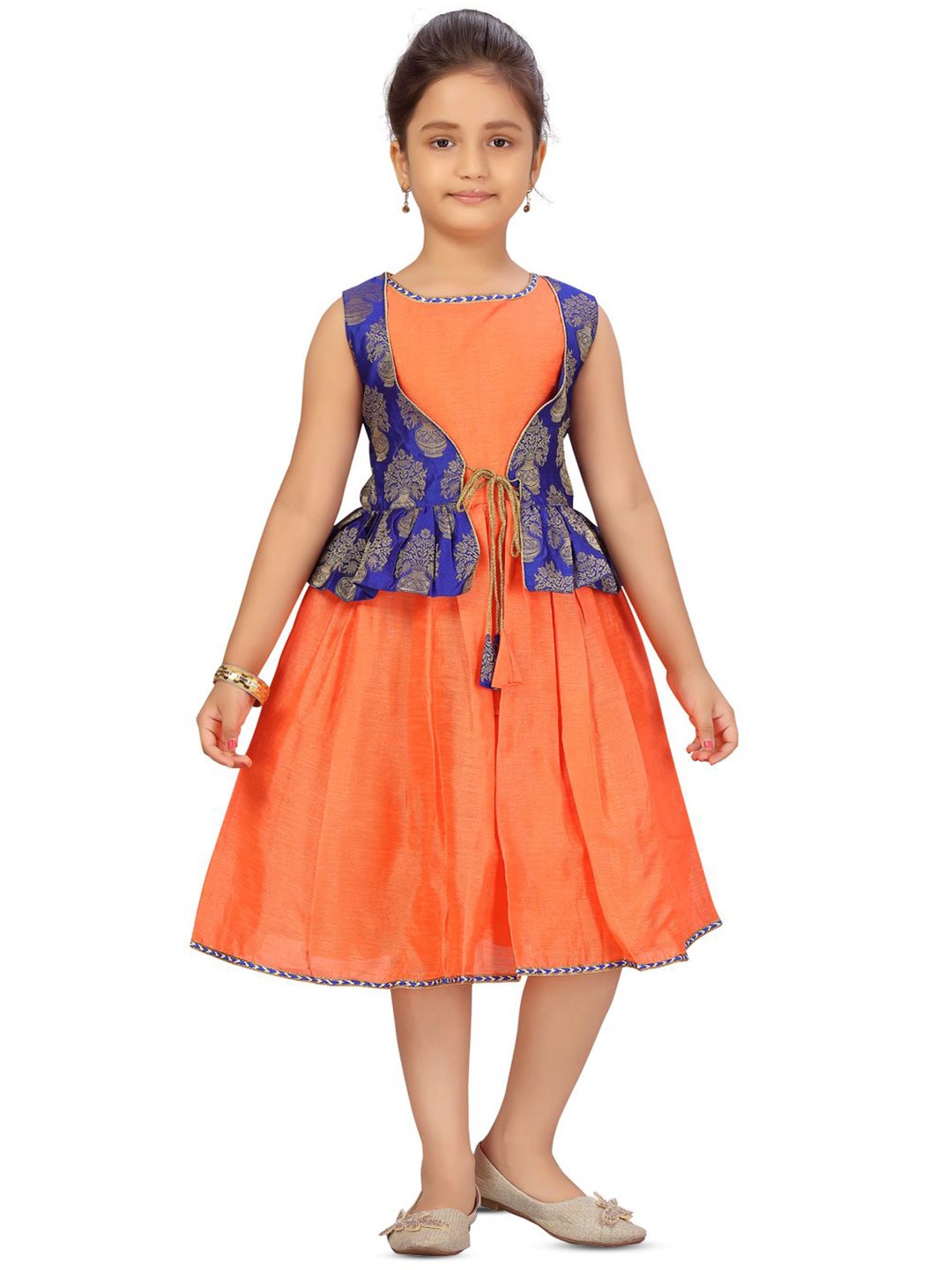 

BAESD Girls Printed Fit & Flare Dress, Orange