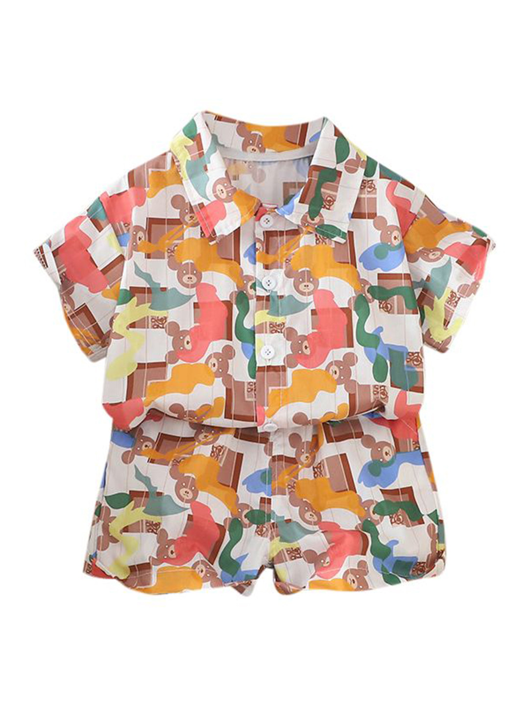 

StyleCast x Revolte Boys Printed Pure Cotton Shirt with Shorts, Orange
