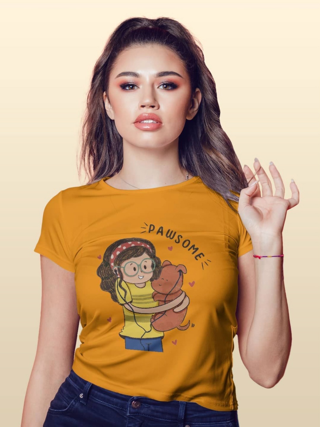 

macmerise Women Printed T-shirt, Yellow