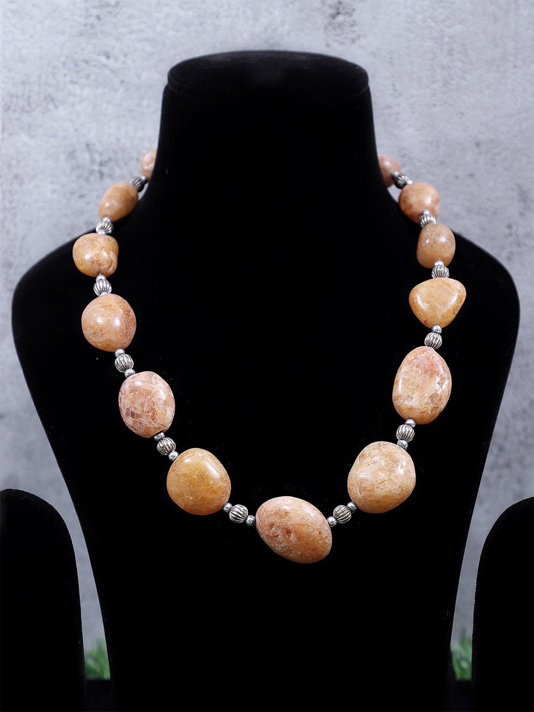 

Exotic India Palm Stones Sterling Silver Necklace