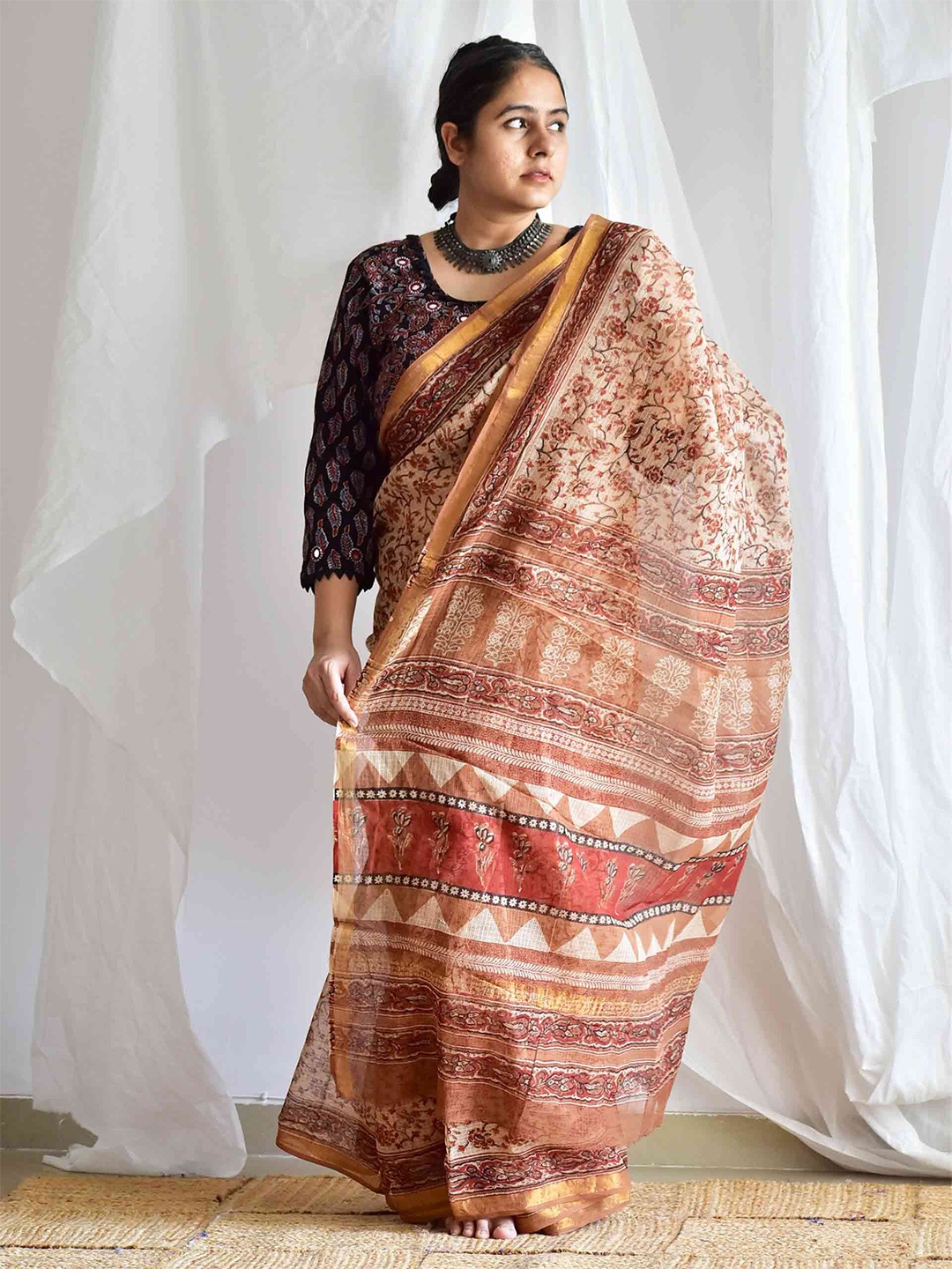 

Sundarii Ethnic Motifs Kota Saree, Rust